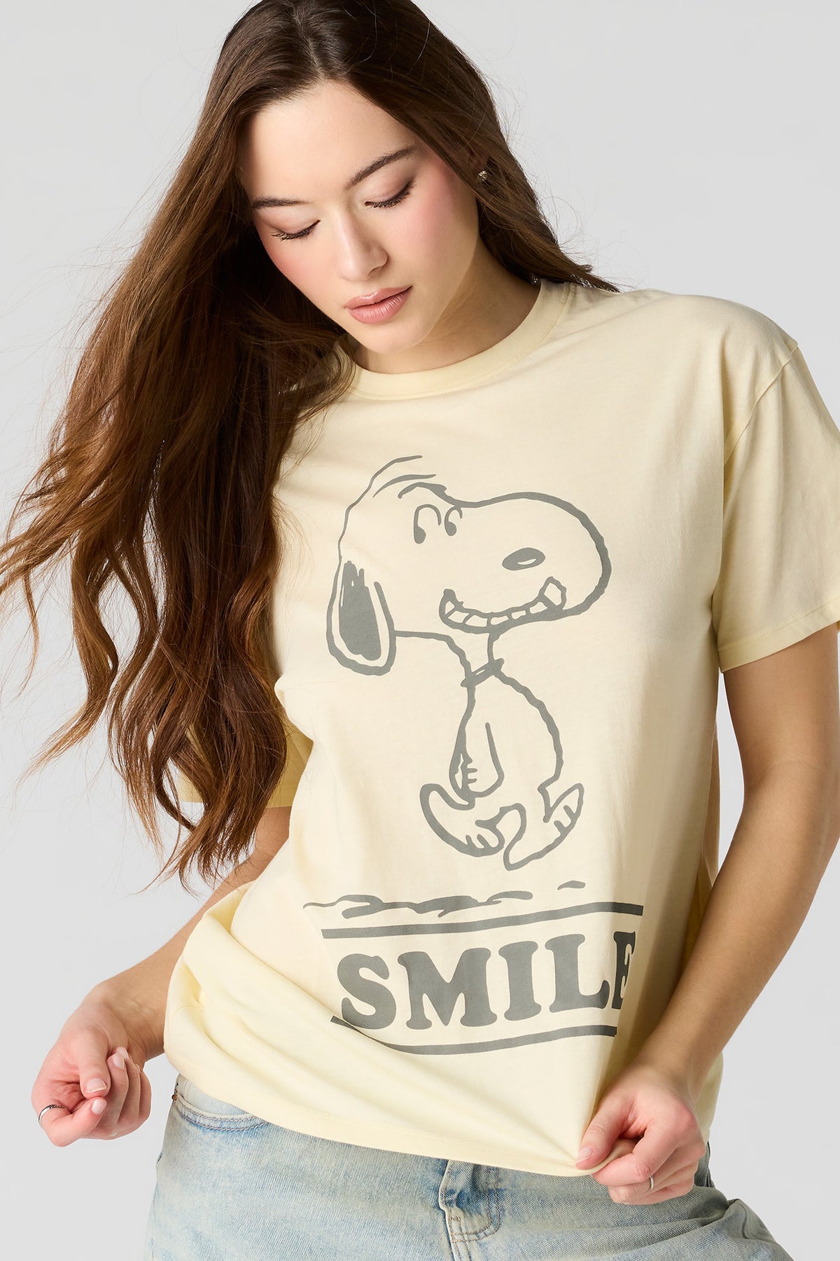 T-shirt de coupe garçonne à imprimé Peanuts Snoopy