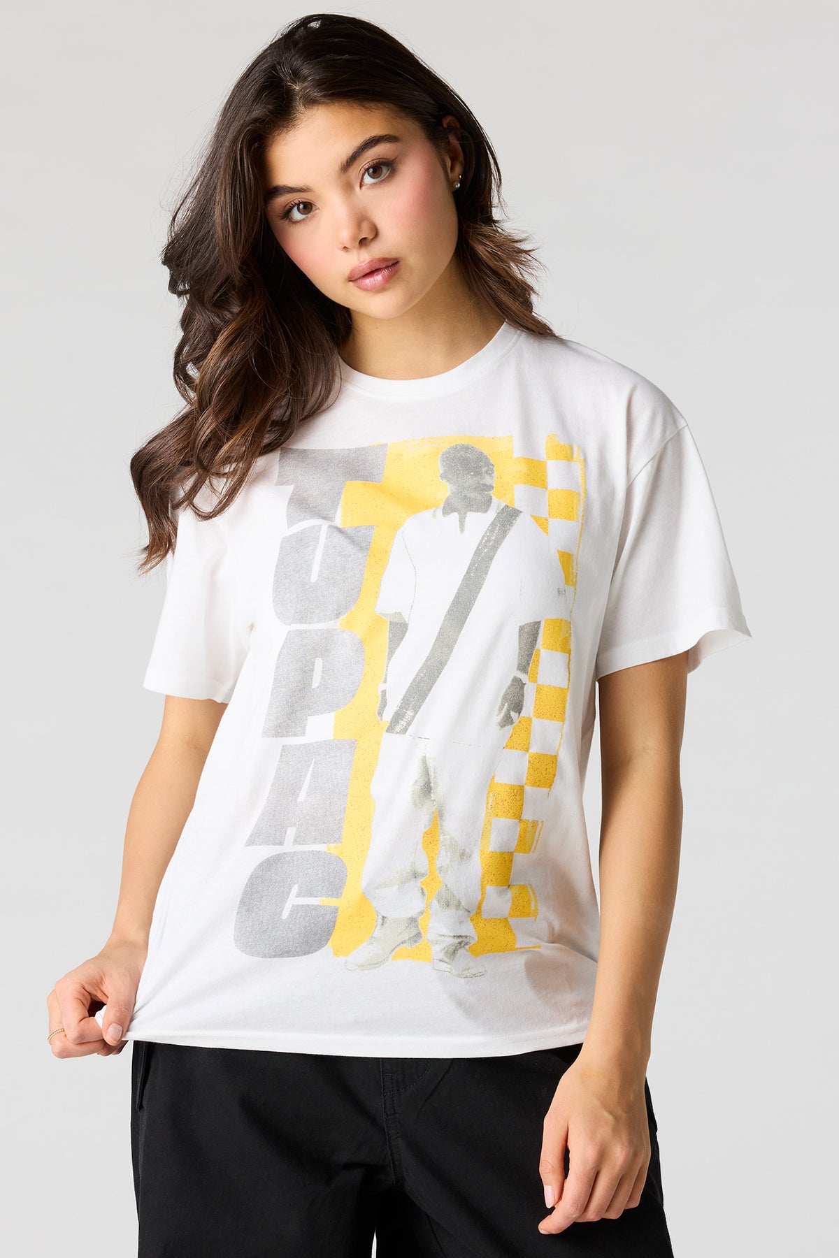 Tupac Graphic Boyfriend T-Shirt - White