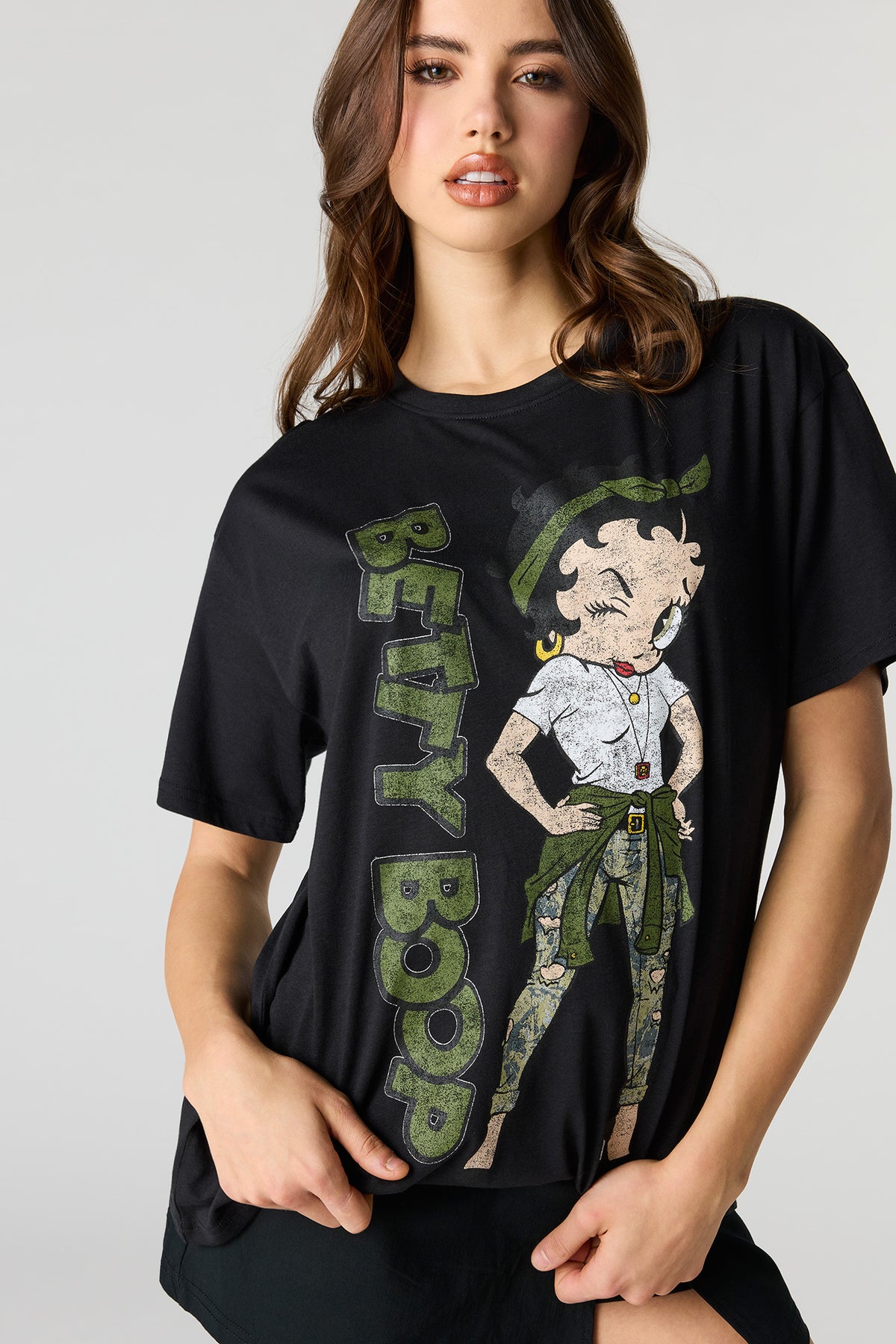 T-shirt de coupe garçonne à imprimé Cartoon