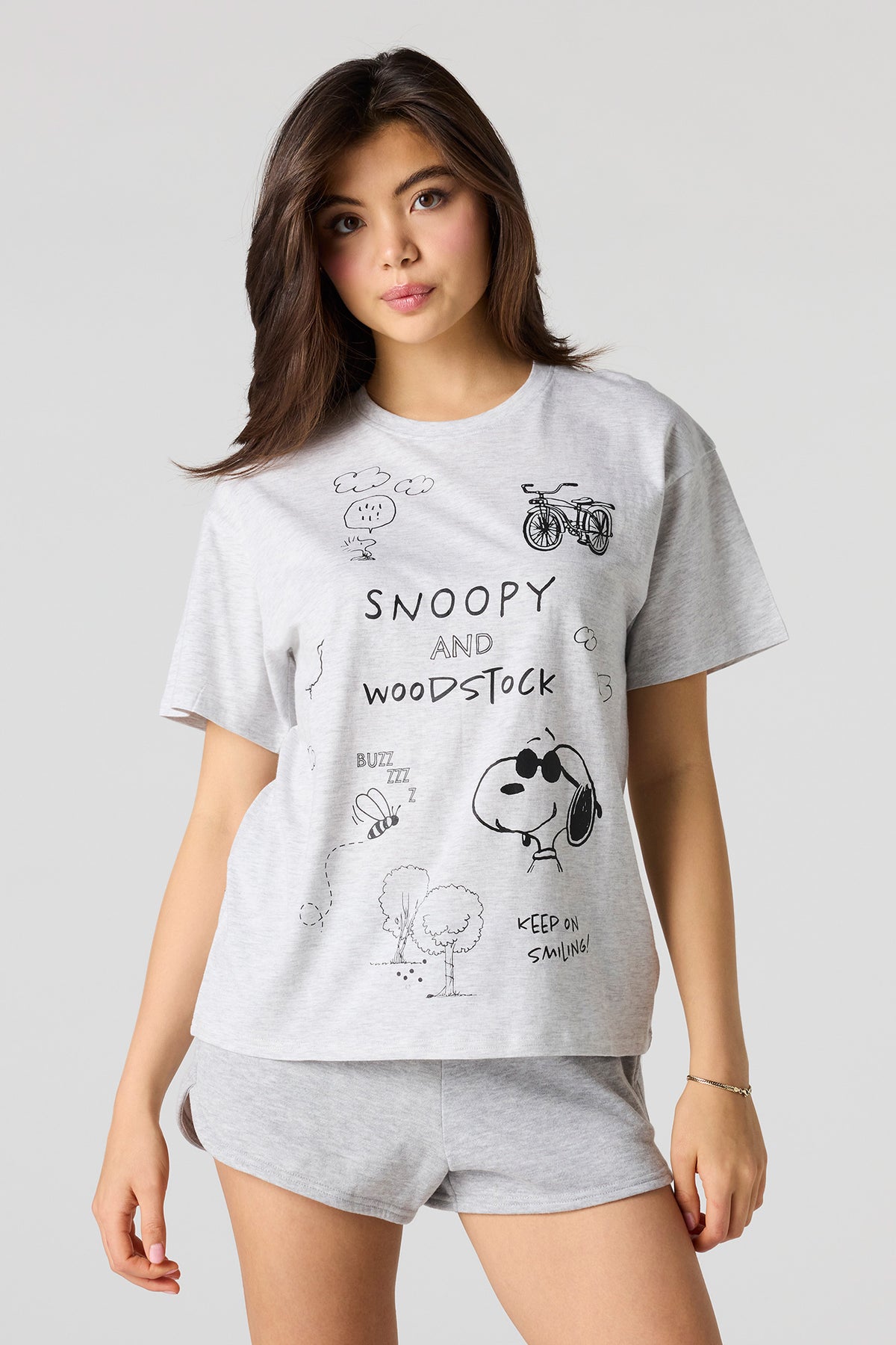 T-shirt de coupe garçonne à imprimé Cartoon