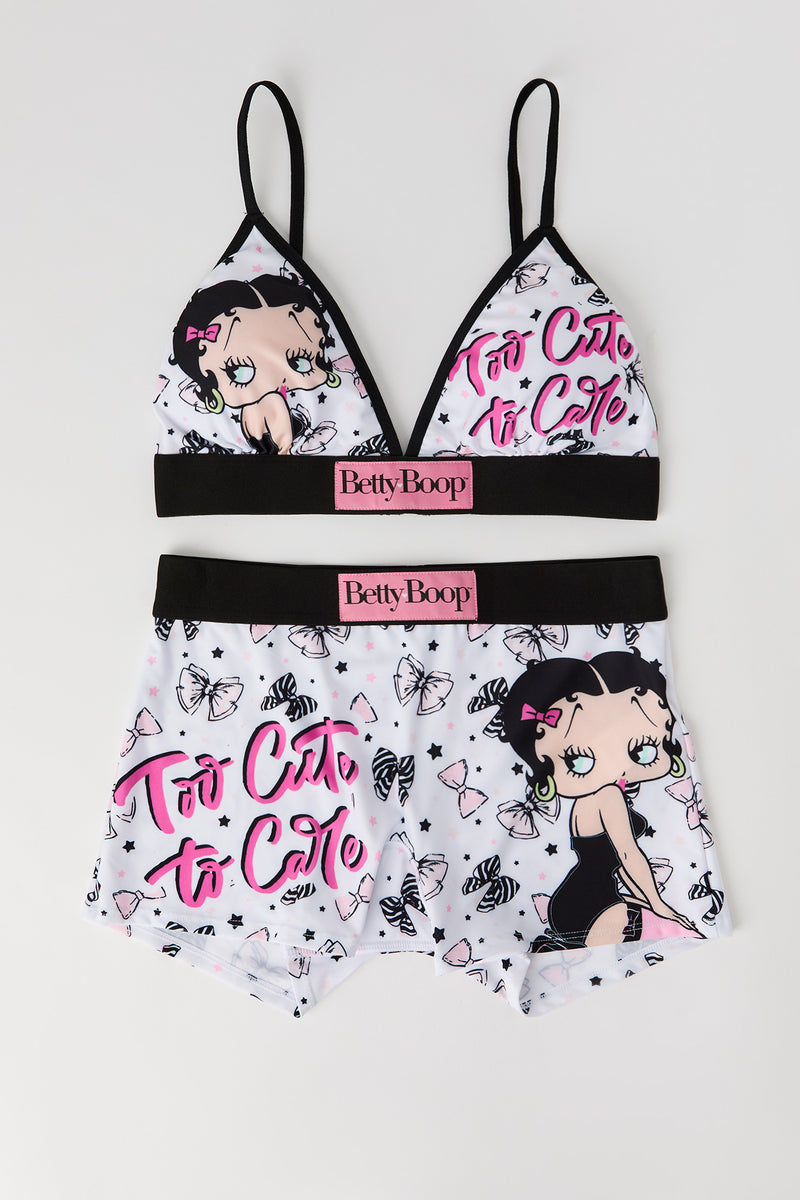 Ensemble avec soutien-gorge triangulaire et culotte garçonne à imprimé Betty Boop