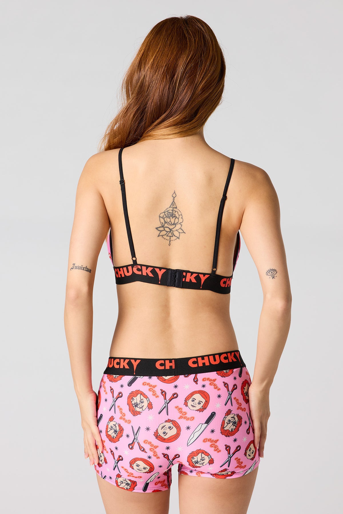 Alt View 3. Chucky Triangle Bra & Boy Short Set - Pink
