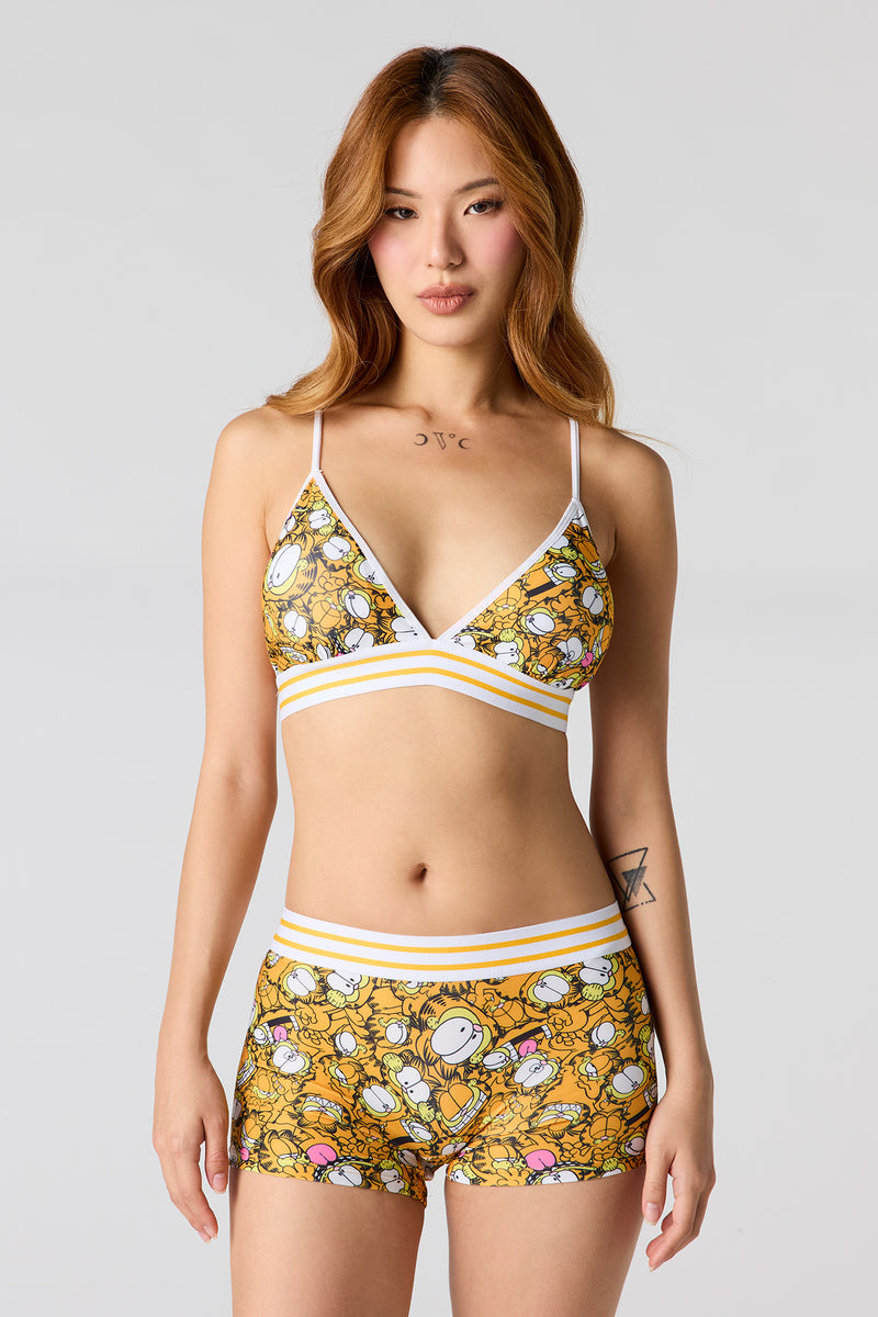 Ensemble avec soutien-gorge triangulaire et culotte garçonne à imprimé Garfield