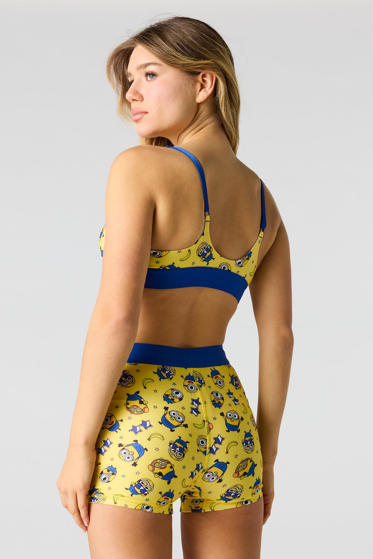 Alt View 3. Minions Triangle Bra & Boy Short Set - Yellow