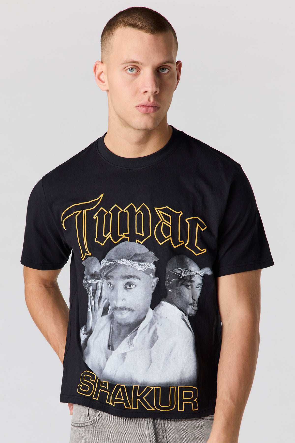 T-shirt à imprimé Tupac en relief