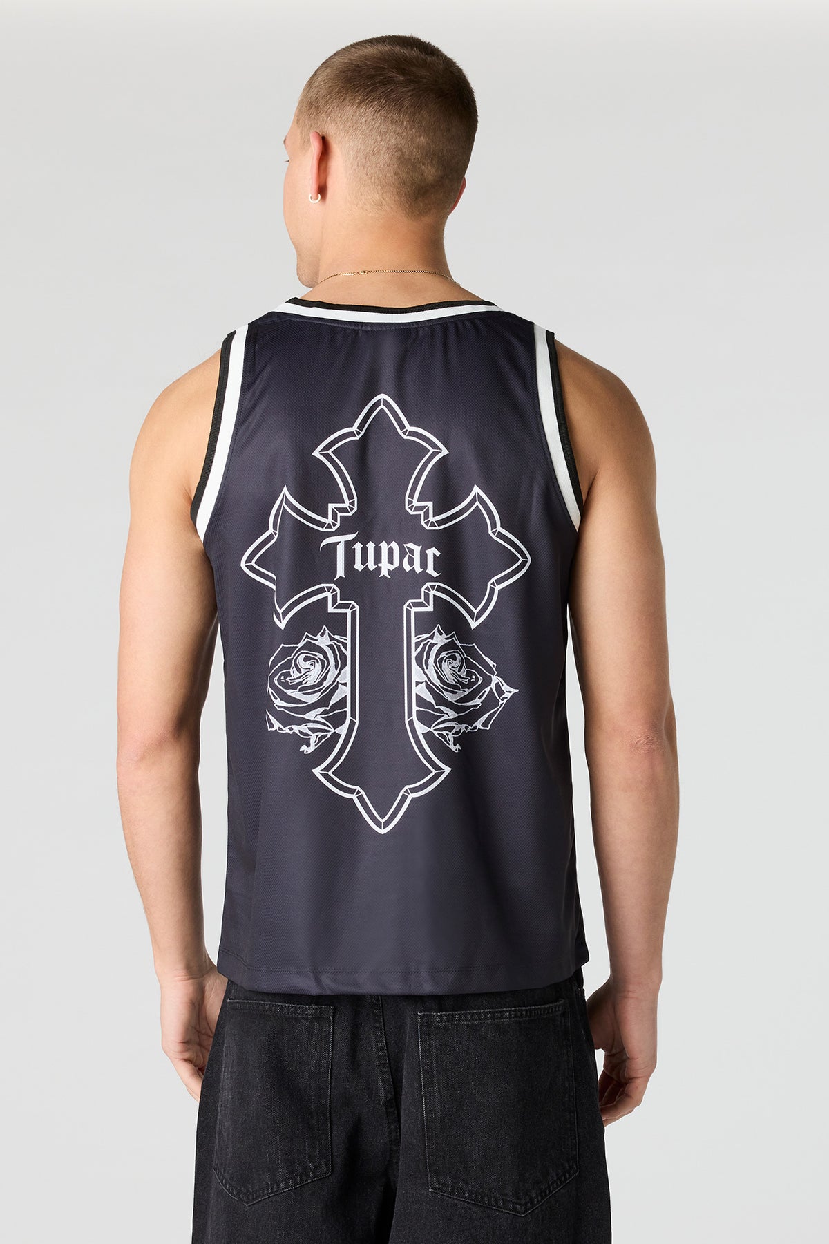 Alt View 2. Tupac Mesh Basketball Jersey - Black