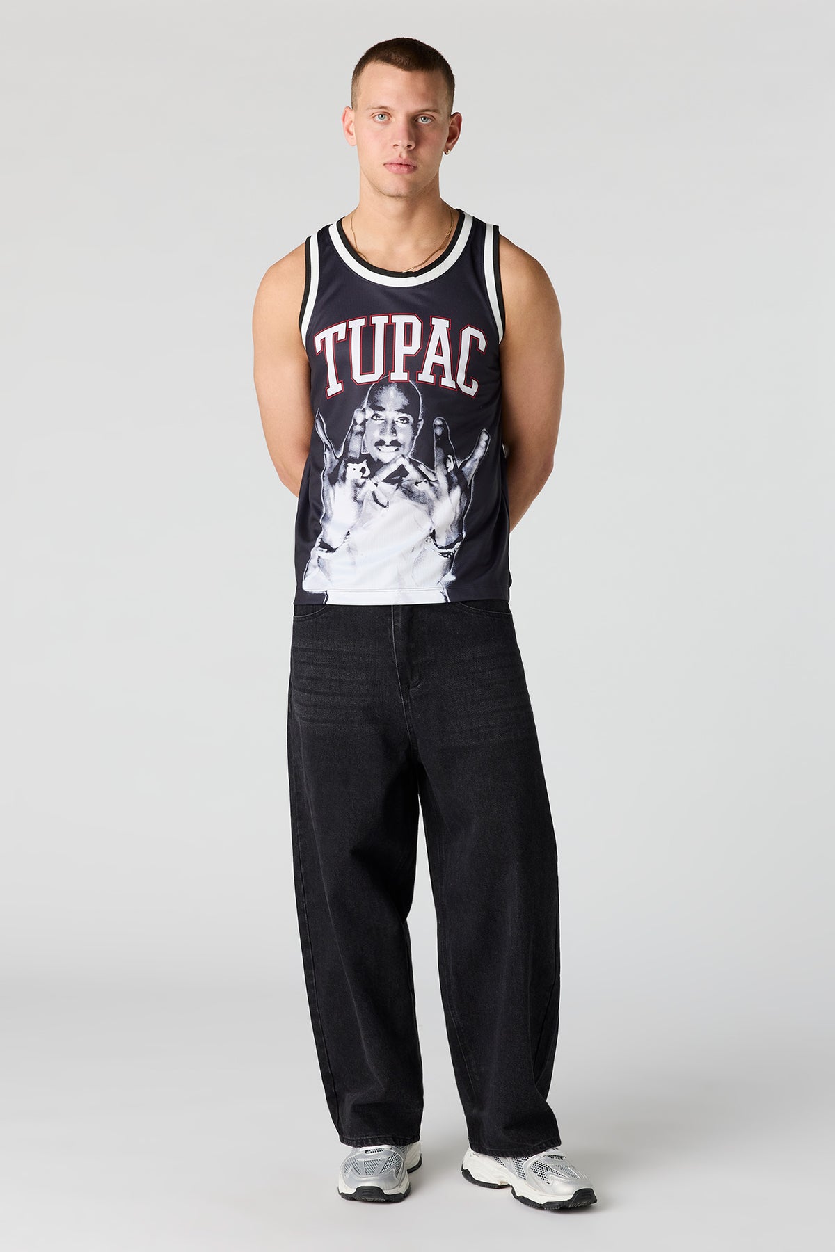Alt View 3. Tupac Mesh Basketball Jersey - Black