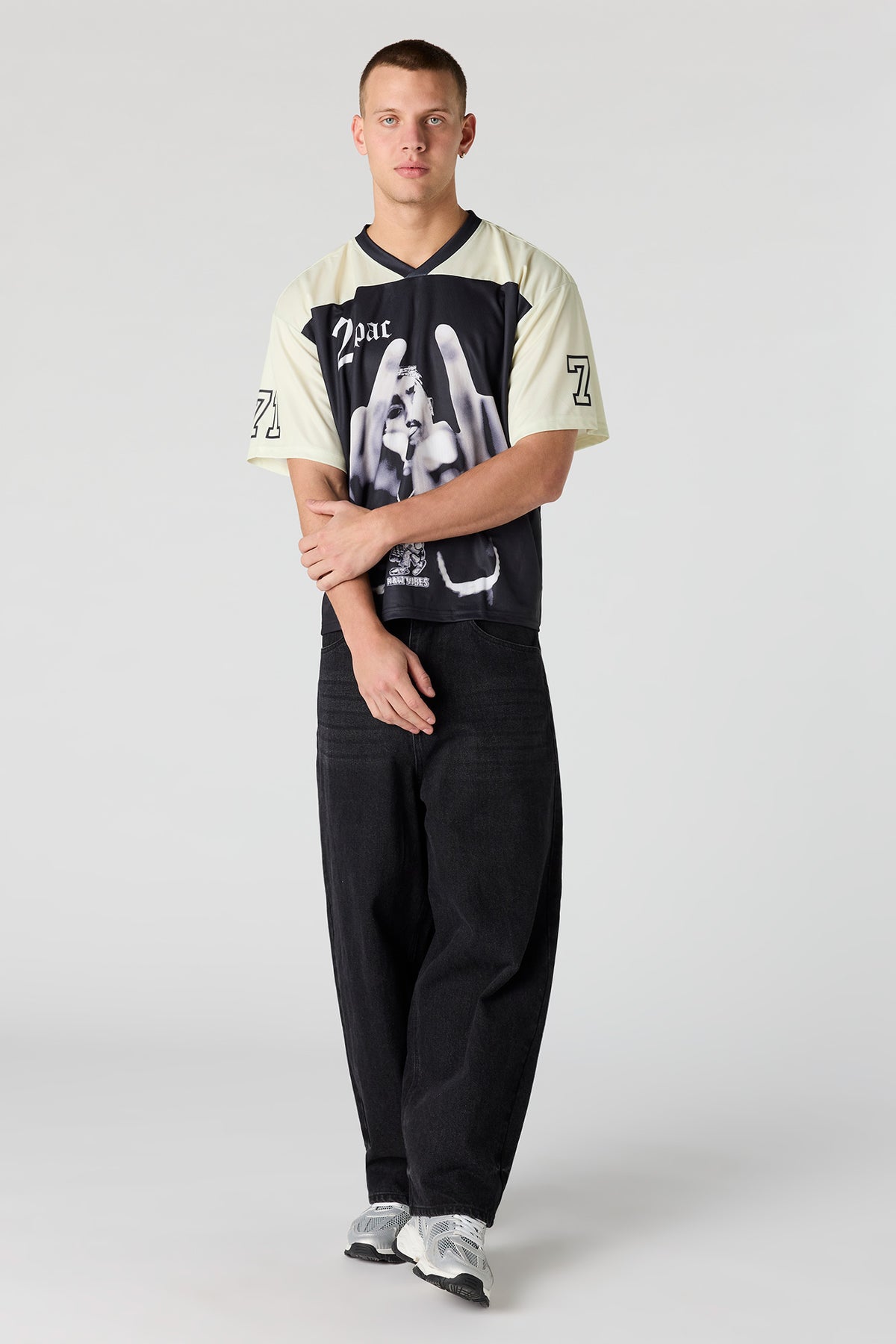 Vue alternative 3. Jersey de football en filet à imprimé Tupac