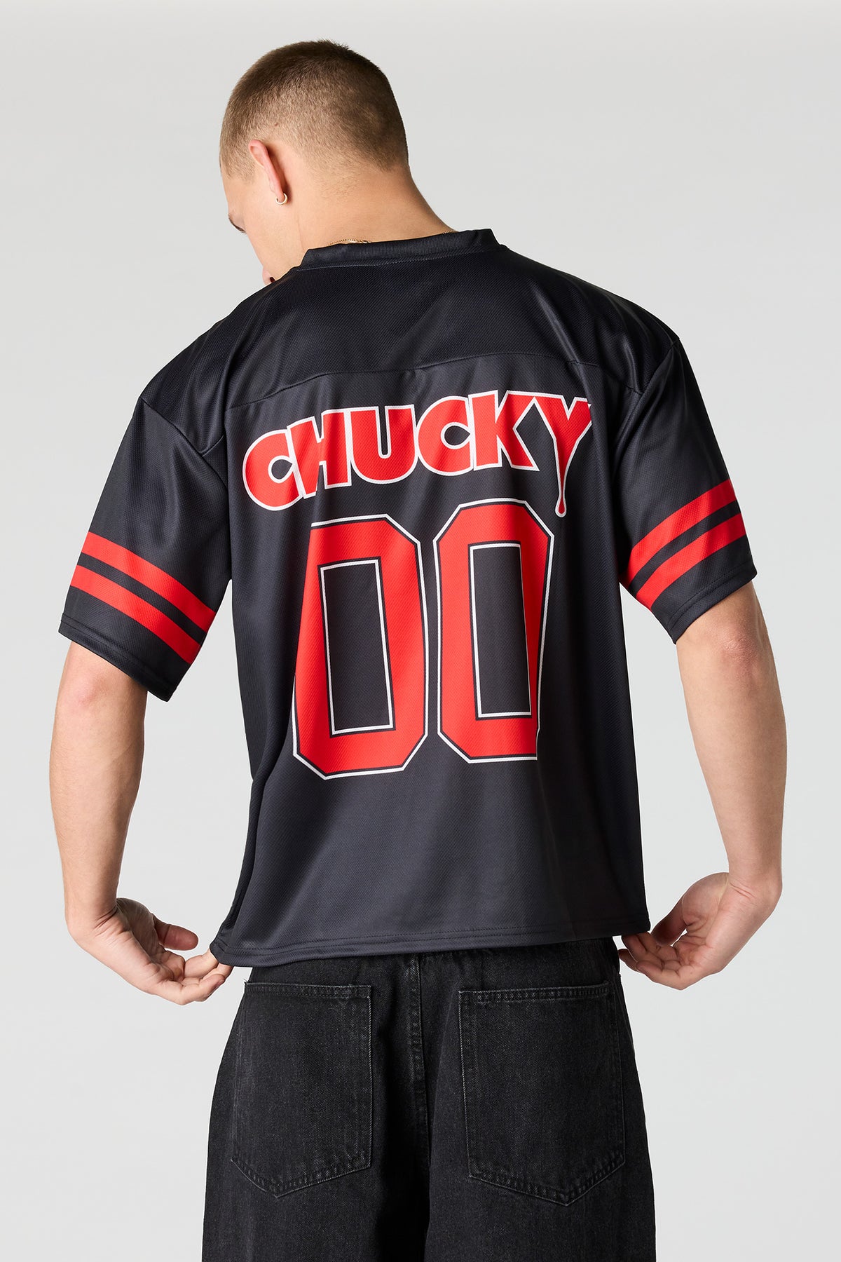 Alt View 2. Chucky Mesh Football Jersey - Black