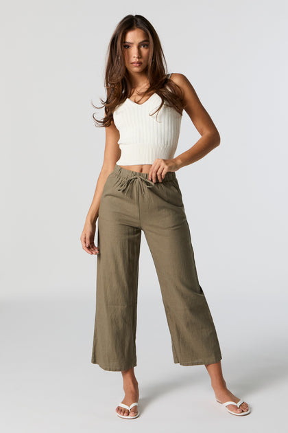 Live Unlimited Curve Cropped Linen Trousers, White at John Lewis & Partners