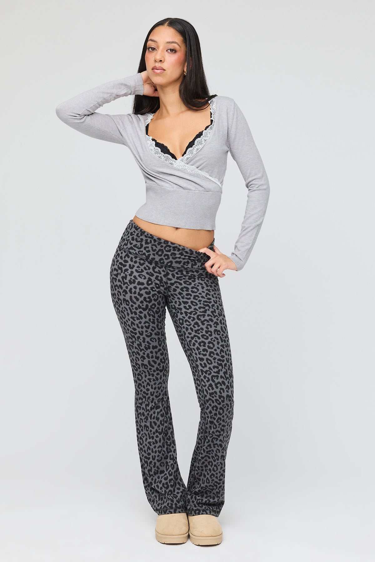 Legging à jambe évasée doublé d emolleton