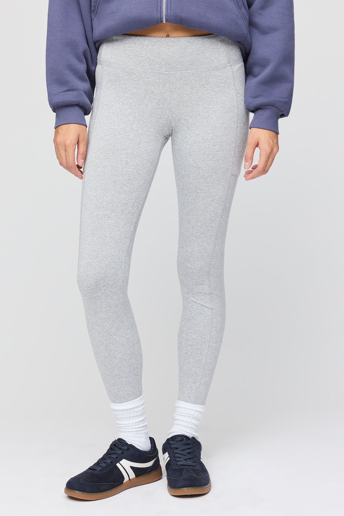 Alt View 2. Active Heat Tech Fleece Lined Flare Legging - Heather Grey
