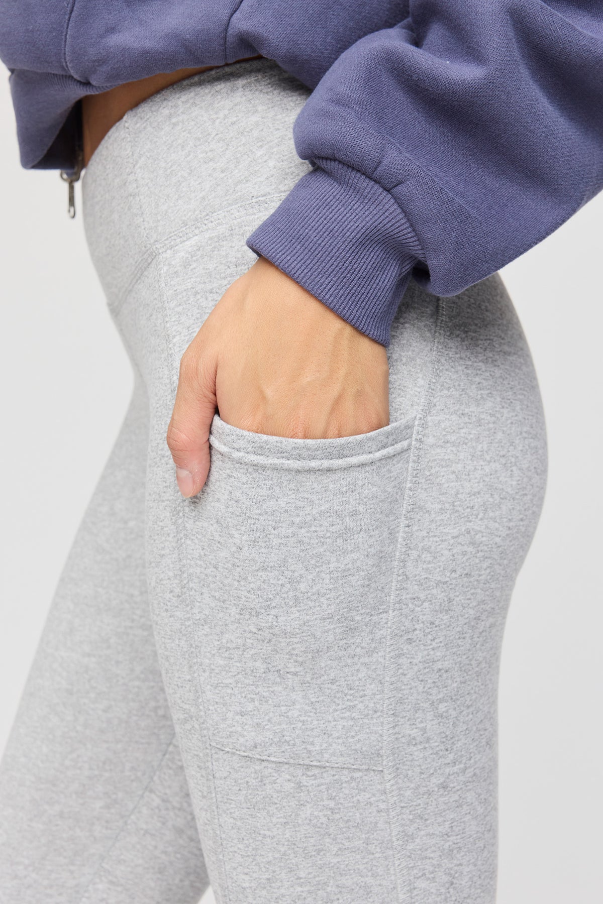 Alt View 4. Active Heat Tech Fleece Lined Flare Legging - Heather Grey