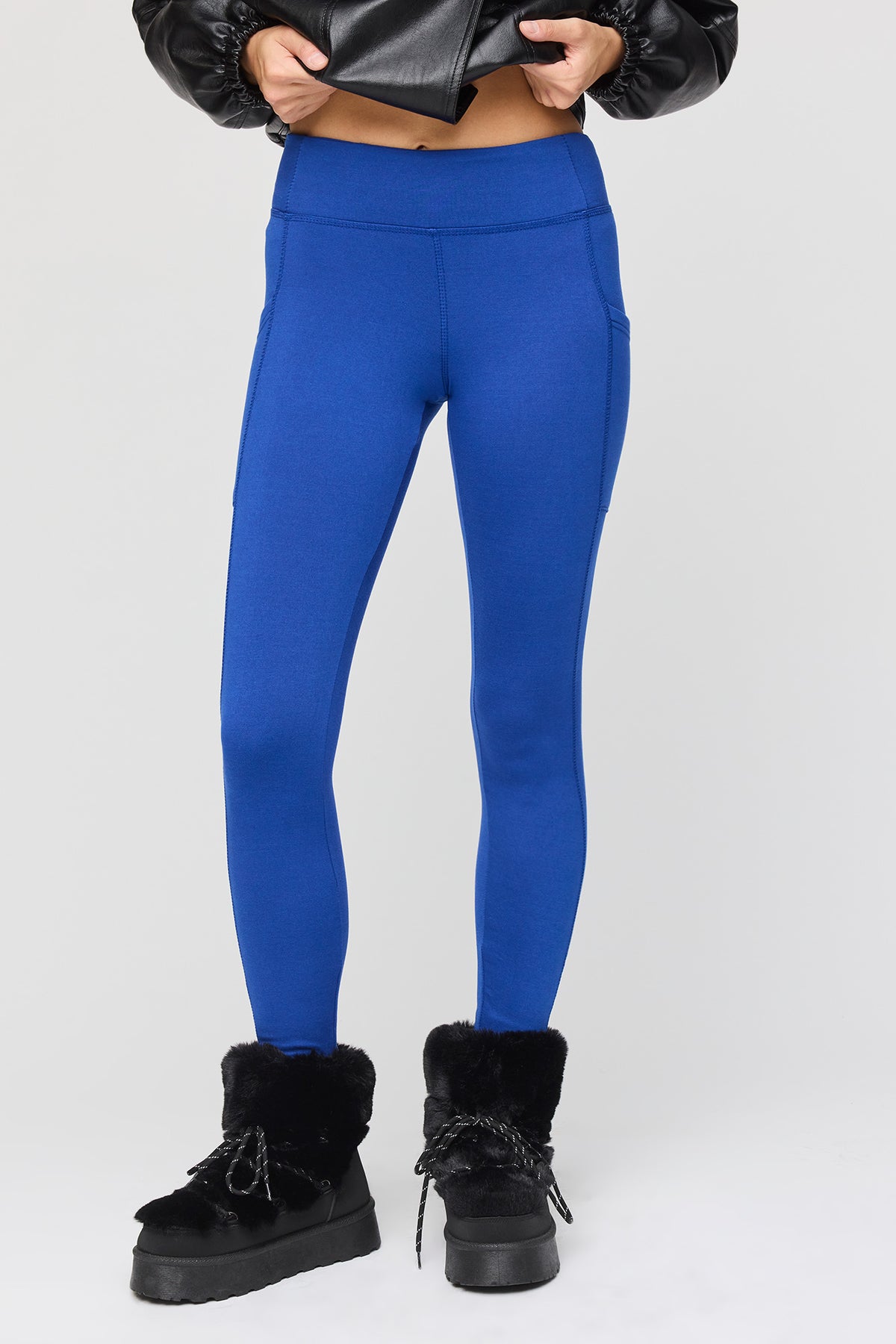Alt View 2. Active Heat Tech Fleece Lined Flare Legging - Blue