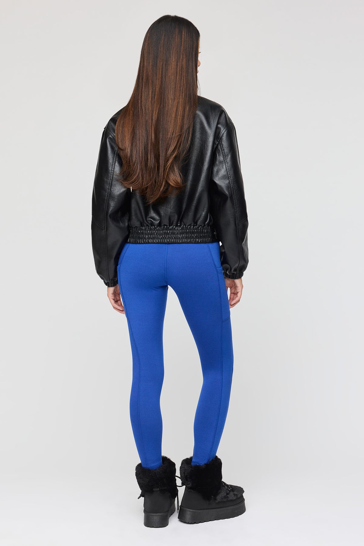 Alt View 3. Active Heat Tech Fleece Lined Flare Legging - Blue