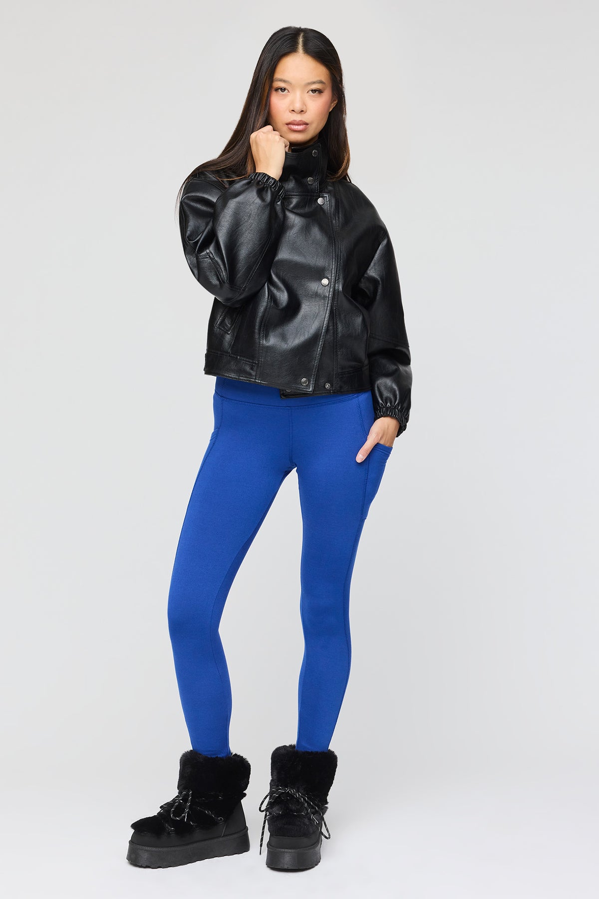 Alt View 5. Active Heat Tech Fleece Lined Flare Legging - Blue