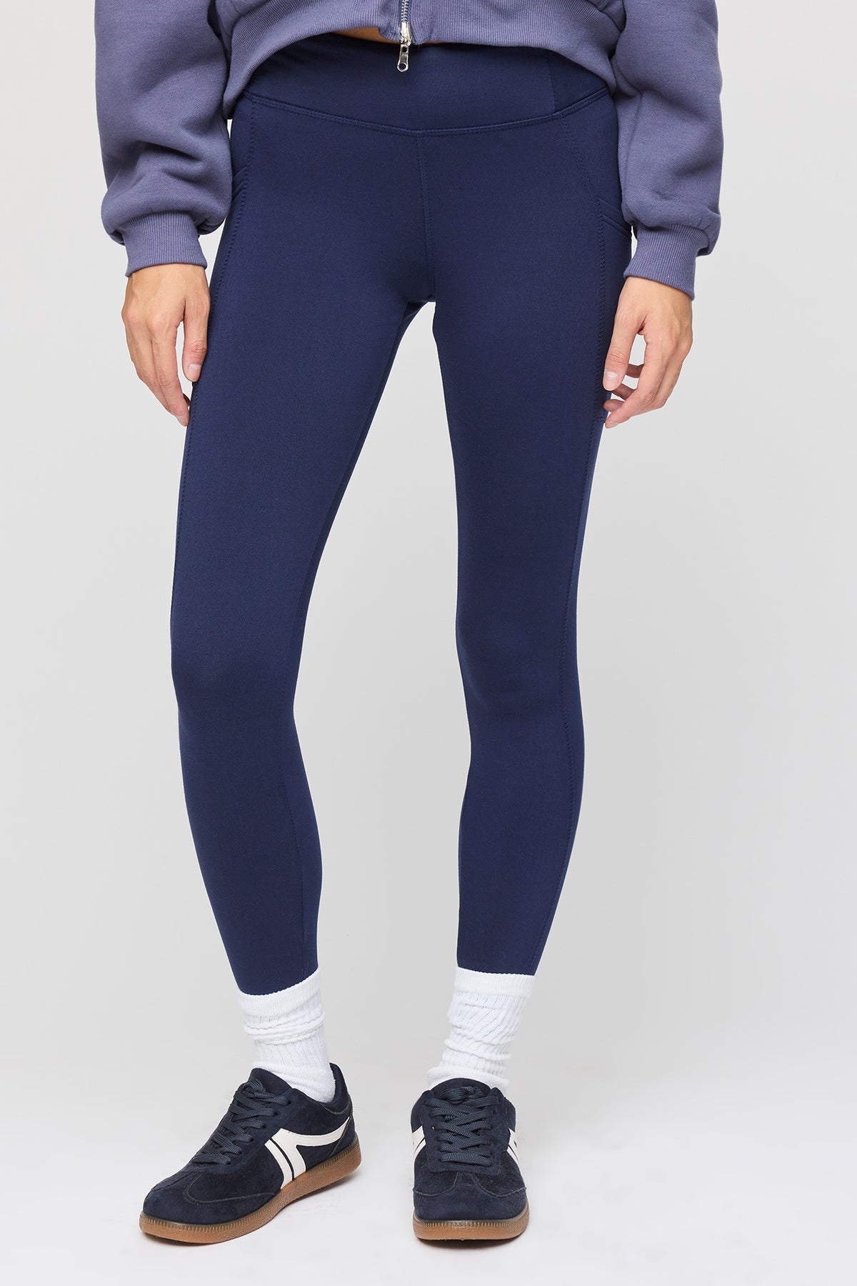 Alt View 2. Active Heat Tech Fleece Lined Flare Legging - Navy