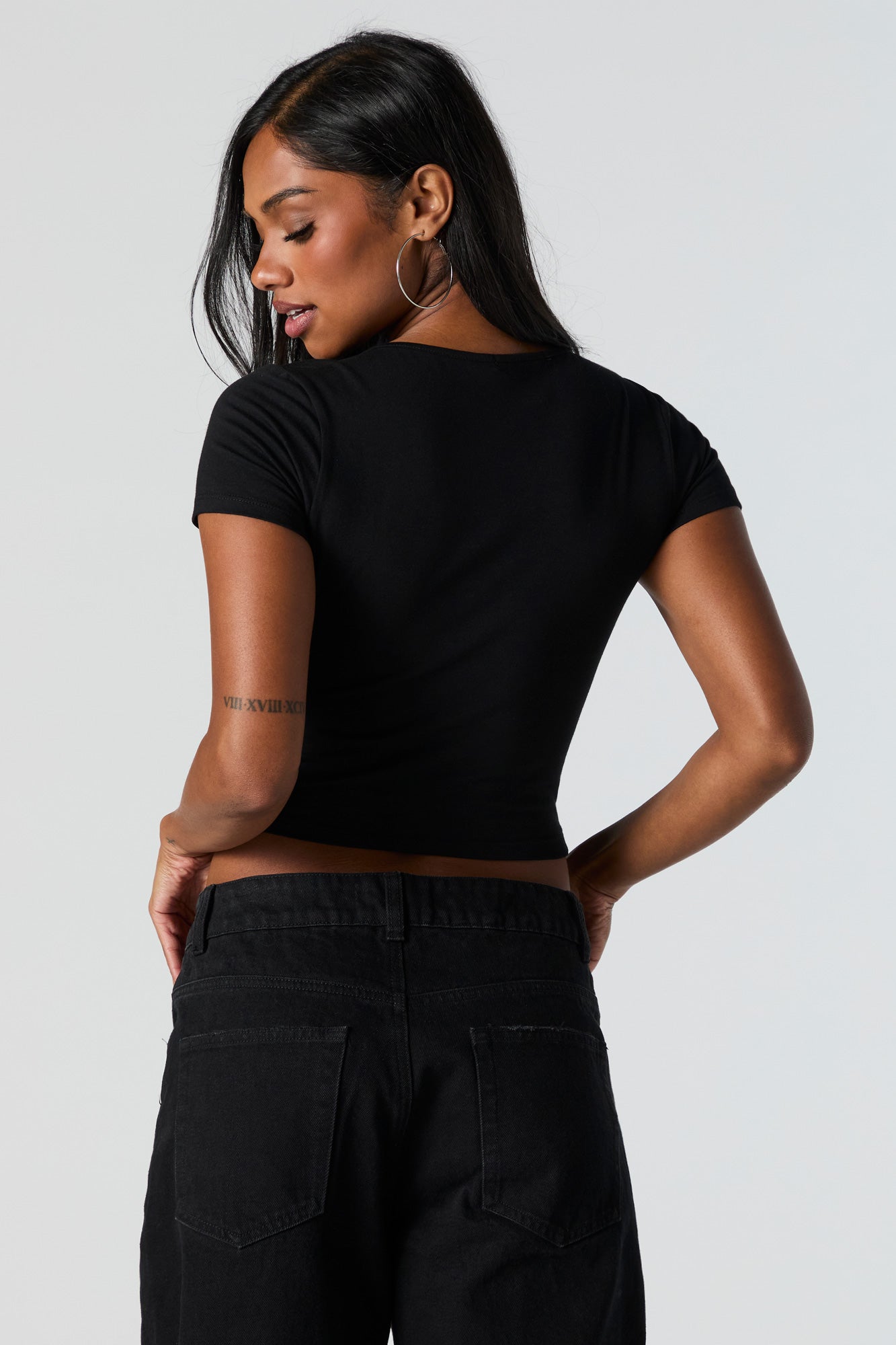Lace-Up Cropped T-Shirt