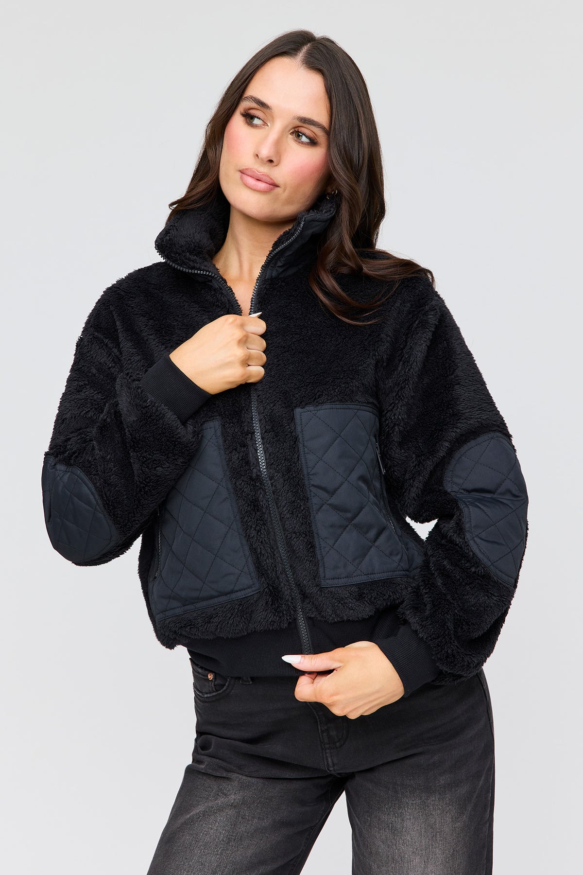 Blouson en Sherpa avec fermeture à glissière