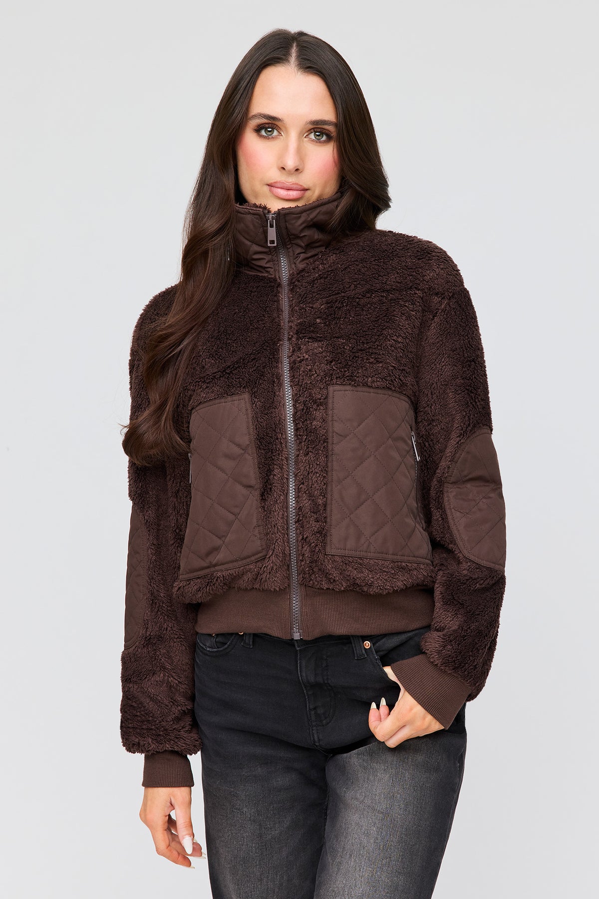 Blouson en Sherpa avec fermeture à glissière