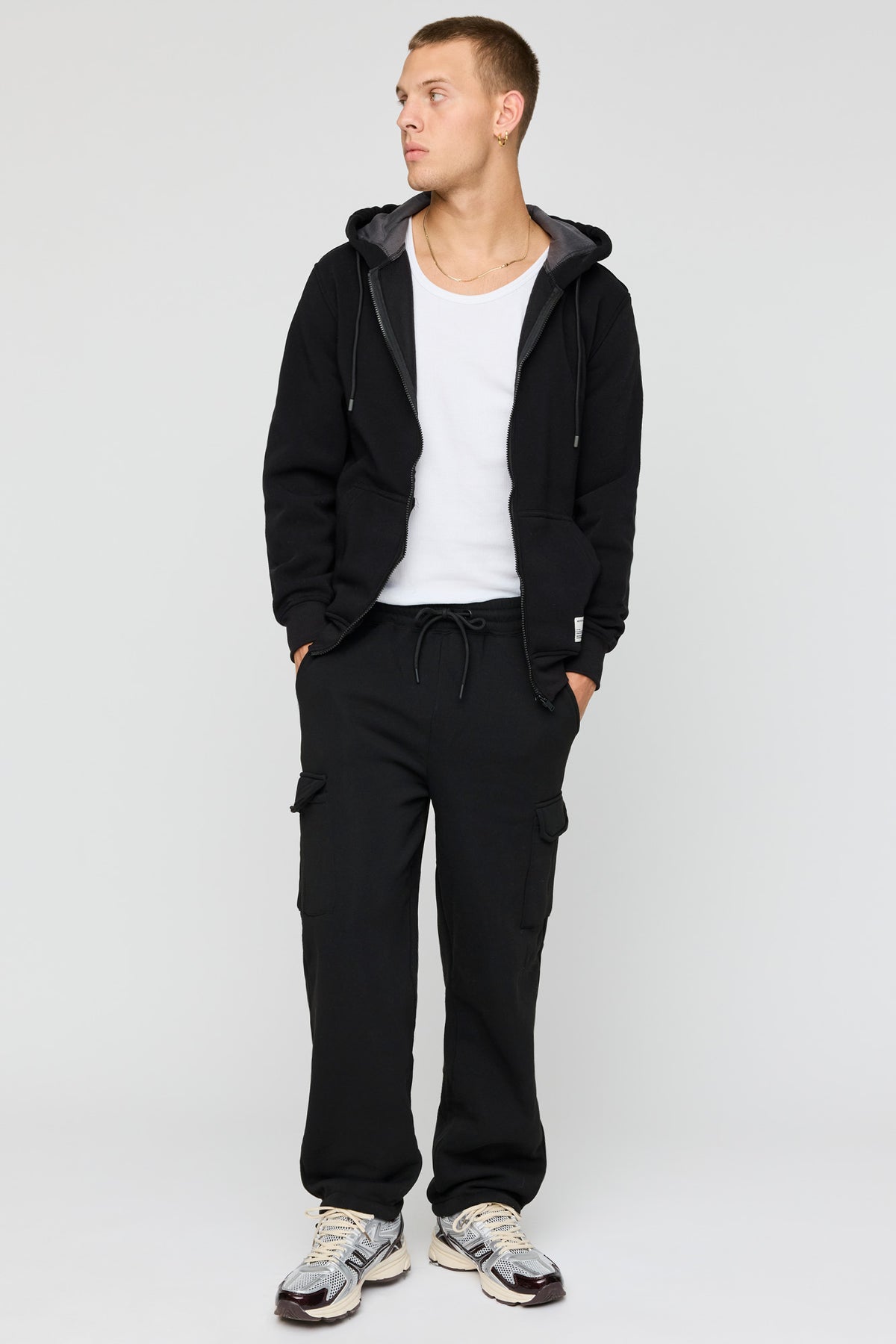Alt View 3. Fleece Zip Hoodie - Black