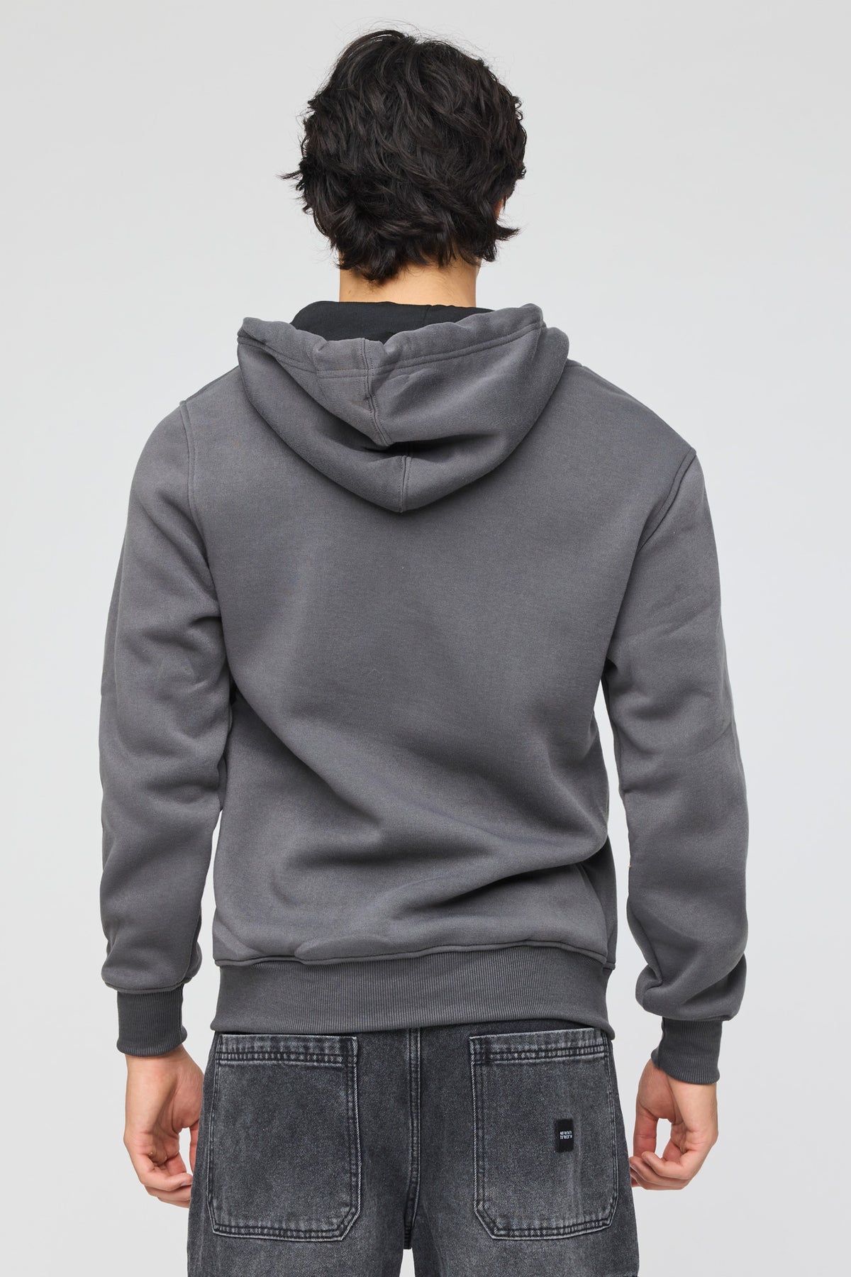 Alt View 2. Fleece Zip Hoodie - Dark Grey