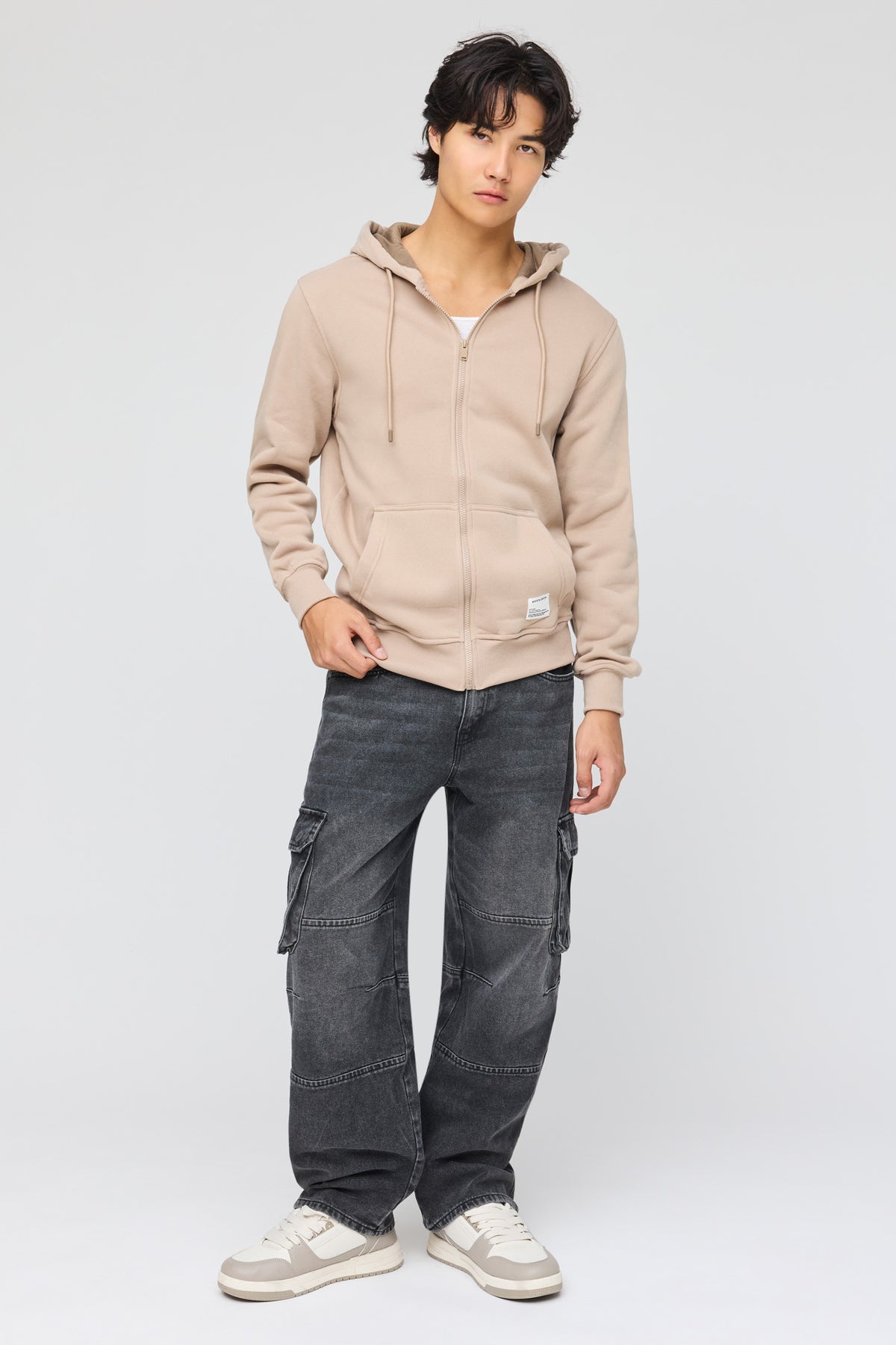 Alt View 3. Fleece Zip Hoodie - Light Brown