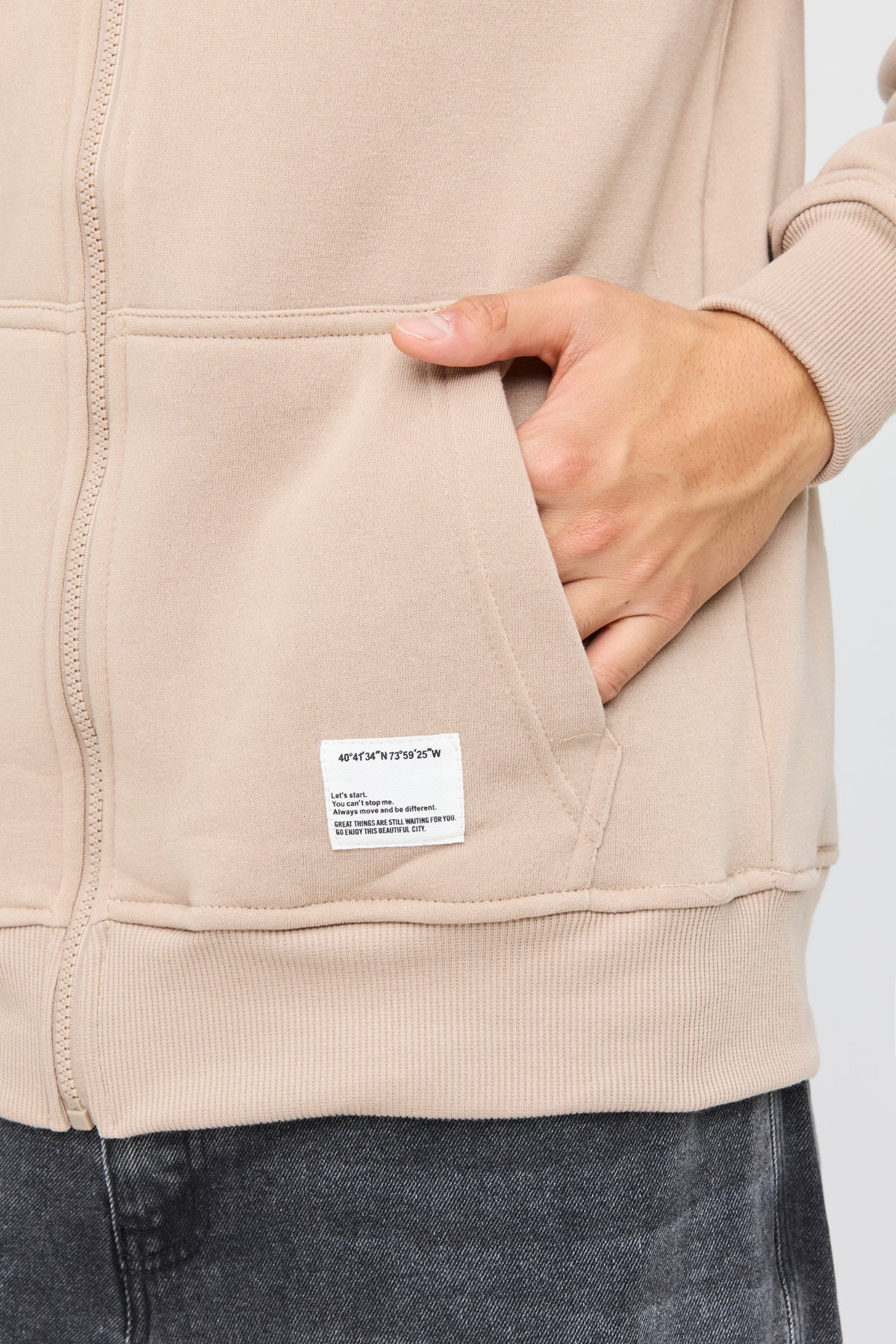 Alt View 4. Fleece Zip Hoodie - Light Brown