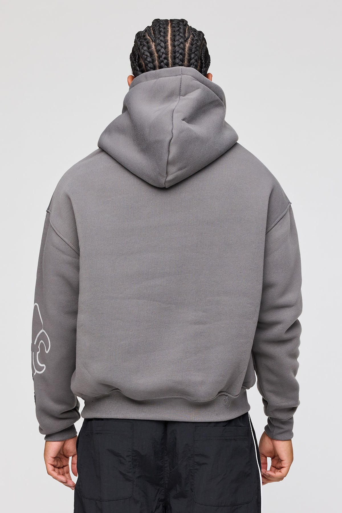 Alt View 2. Rhinestone Fleece Hoodie - Dark Grey