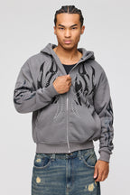 Rhinestone Zip Fleece Hoodie