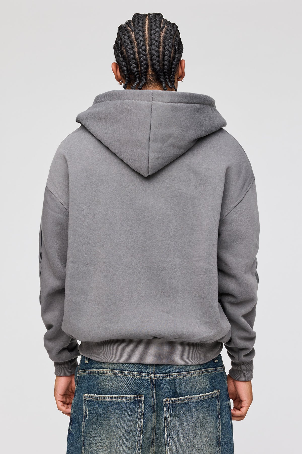 Alt View 2. Rhinestone Zip Fleece Hoodie - Dark Grey