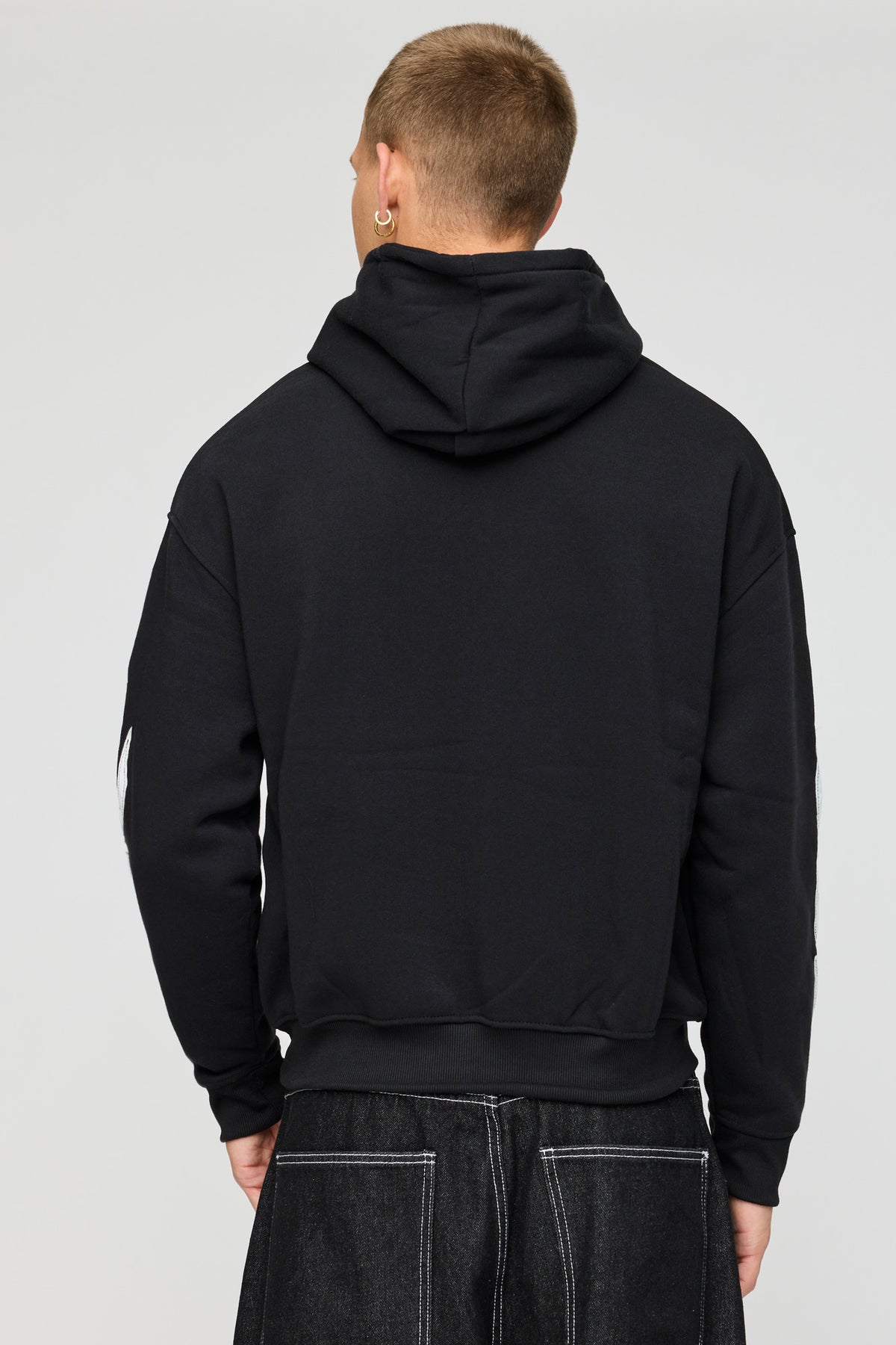 Alt View 2. Patched Fleece Hoodie - Black
