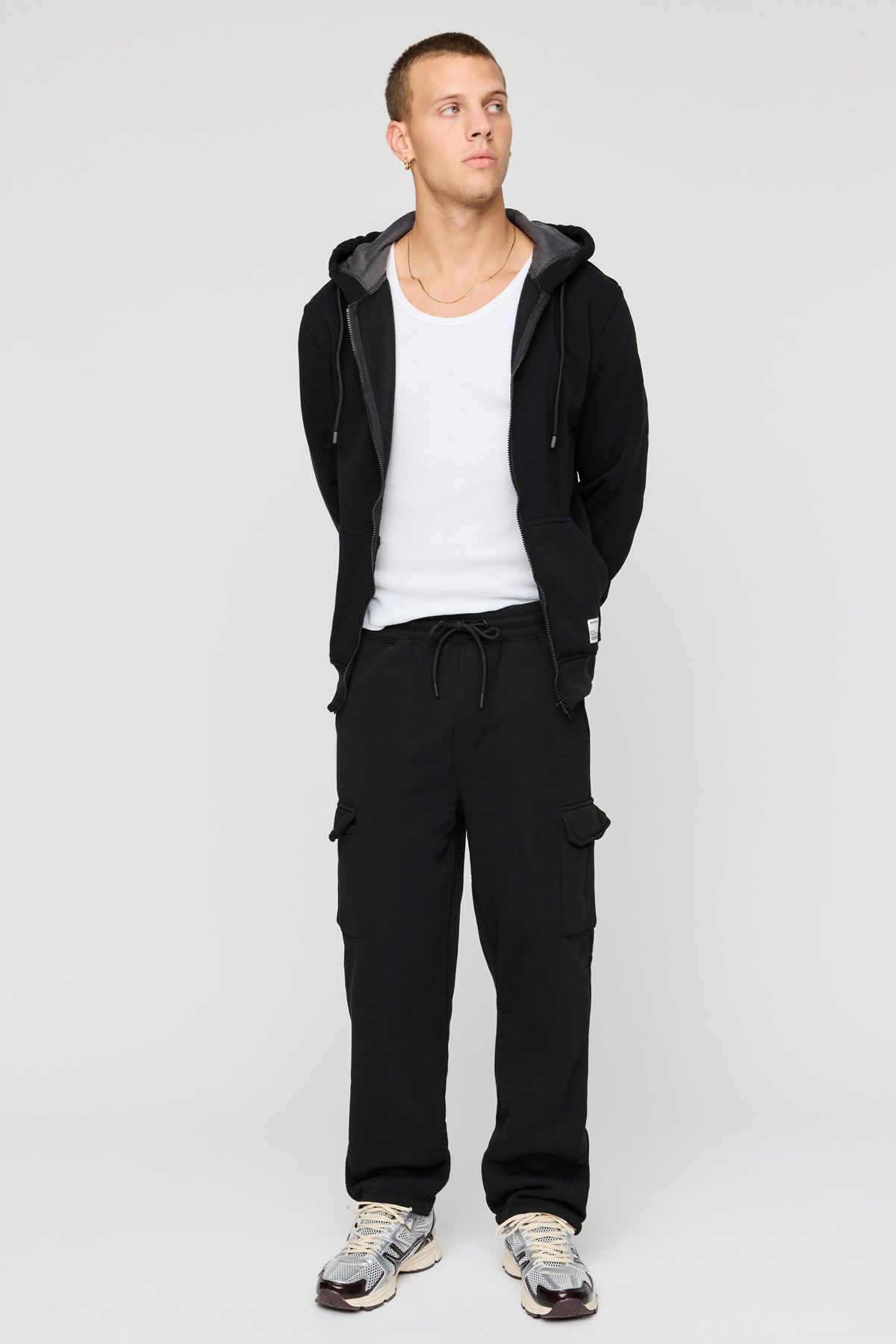 Alt View 2. Fleece Cargo Sweatpant - Black