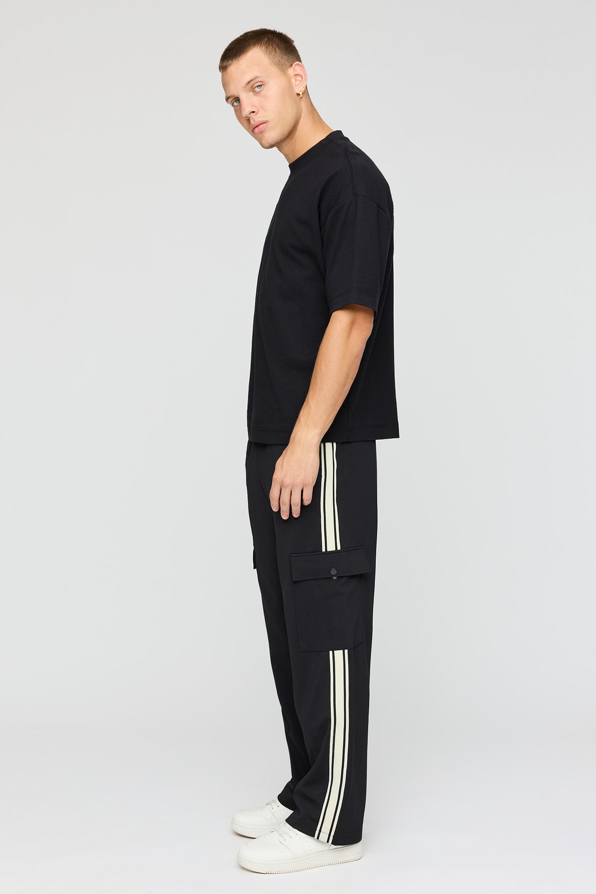 Alt View 2. Cargo Track Pant - Black