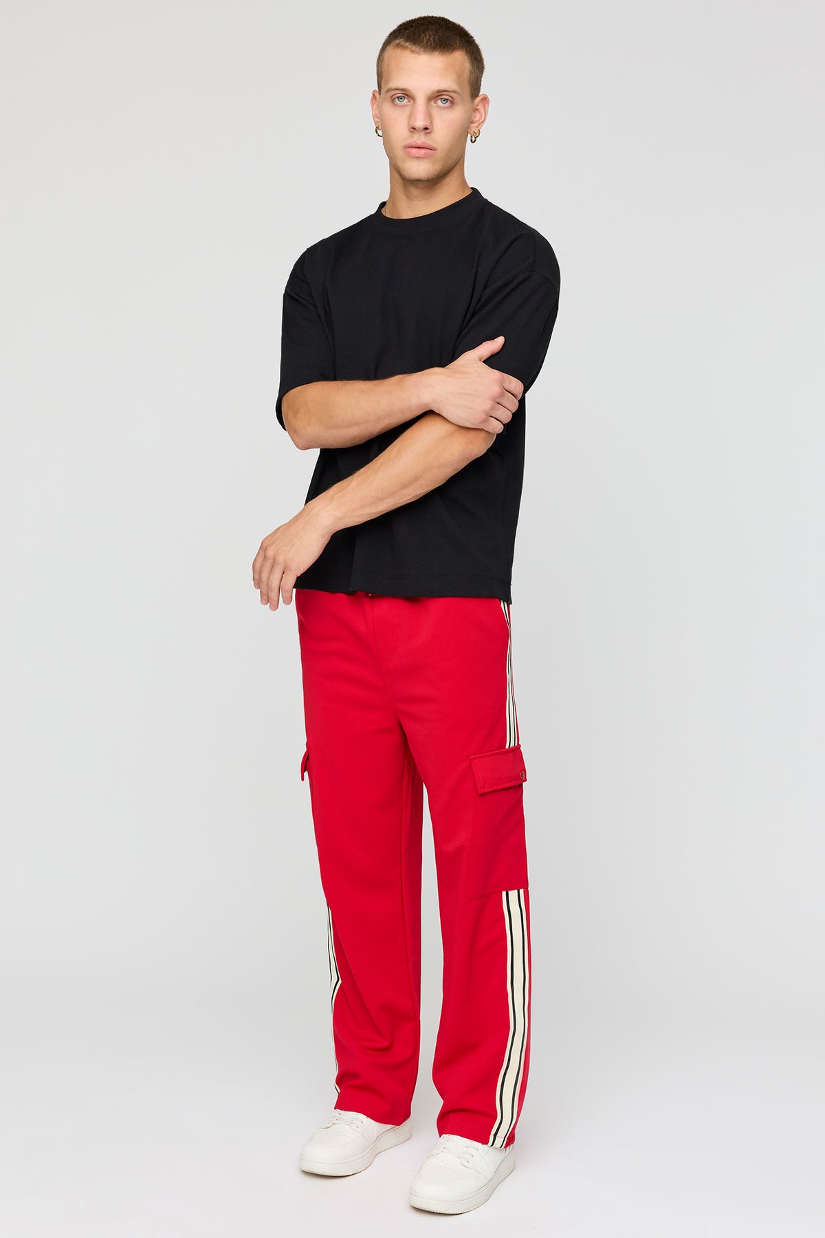 Alt View 2. Cargo Track Pant - Red