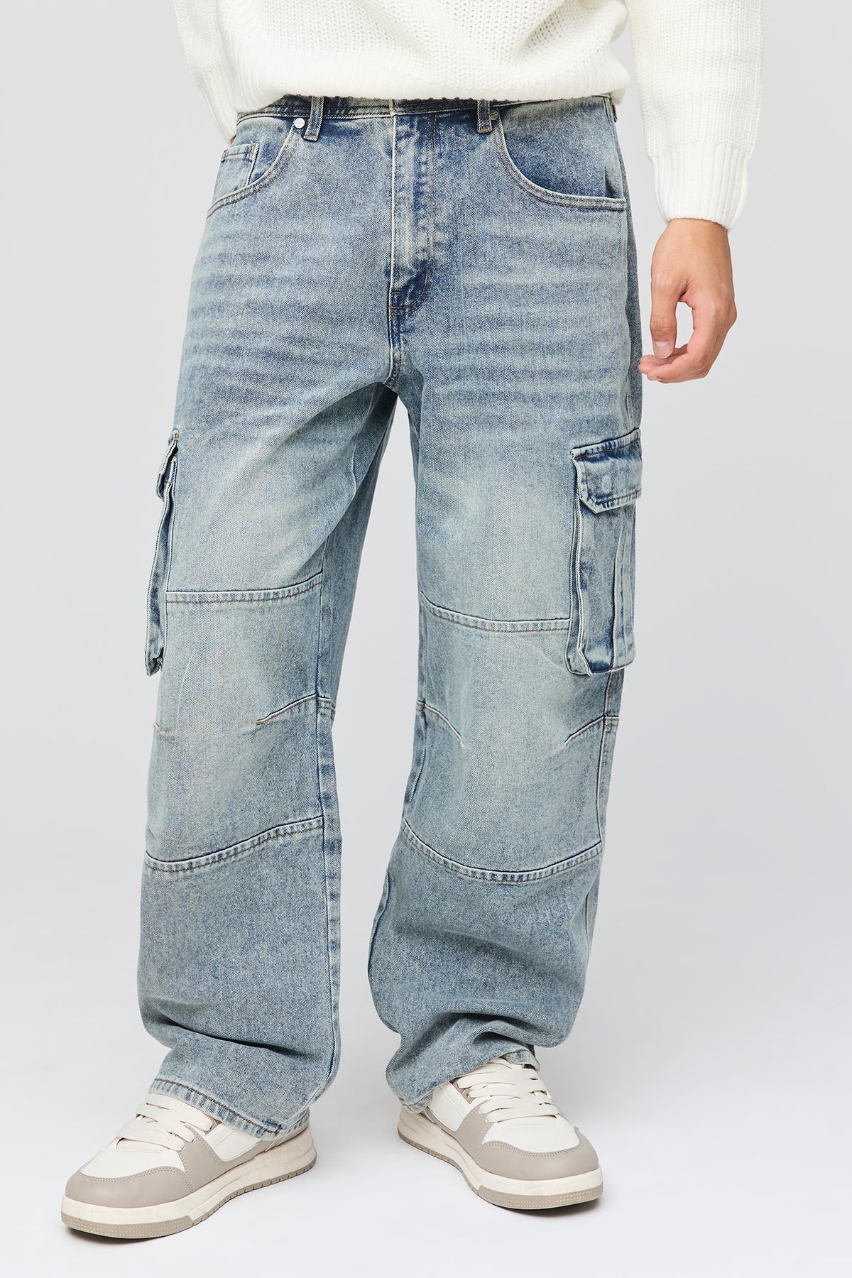Baggy Cargo Jean - Sky Blue