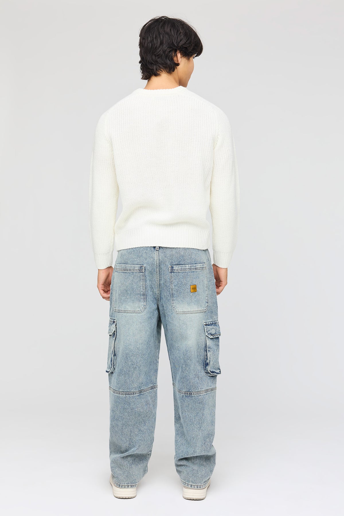 Alt View 3. Baggy Cargo Jean - Sky Blue