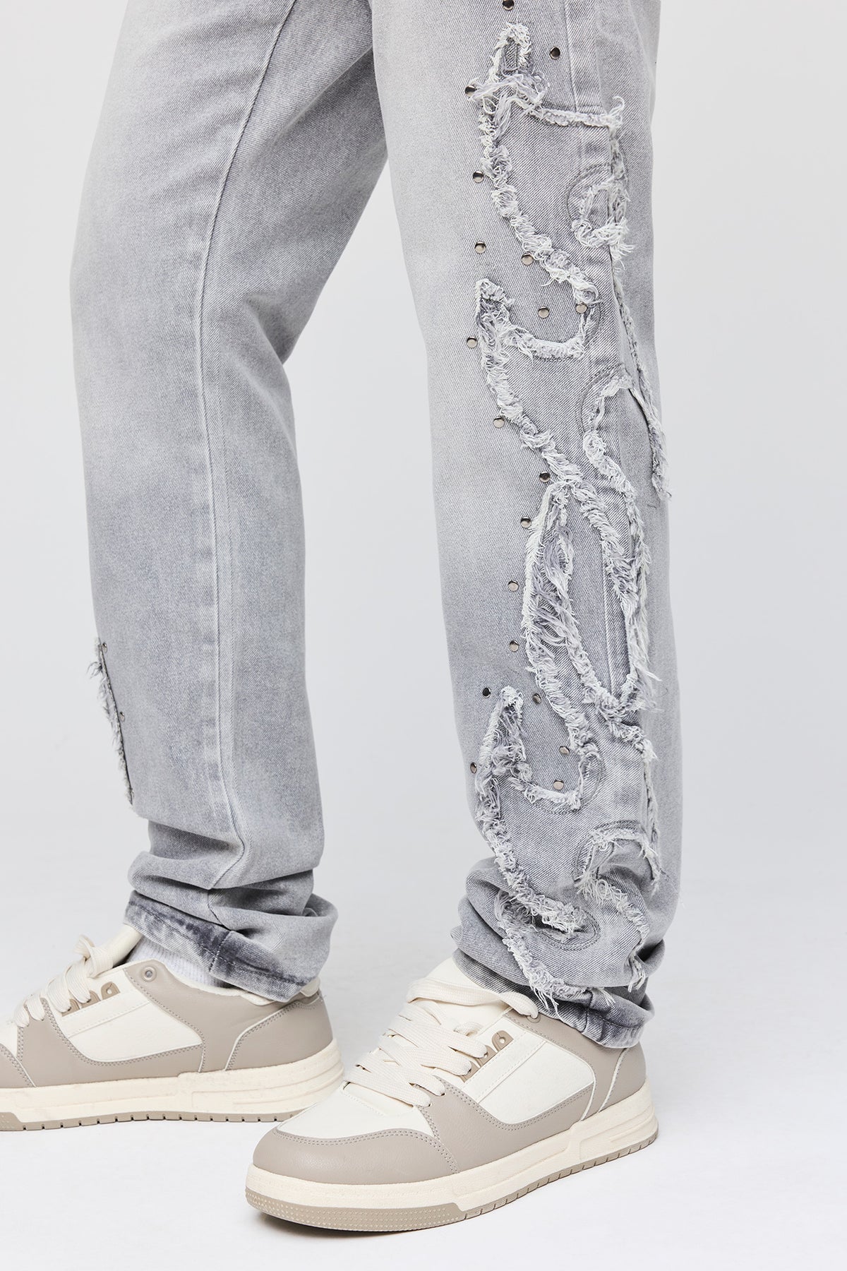 Alt View 4. Studded Slim Fit Jean - Dark Grey