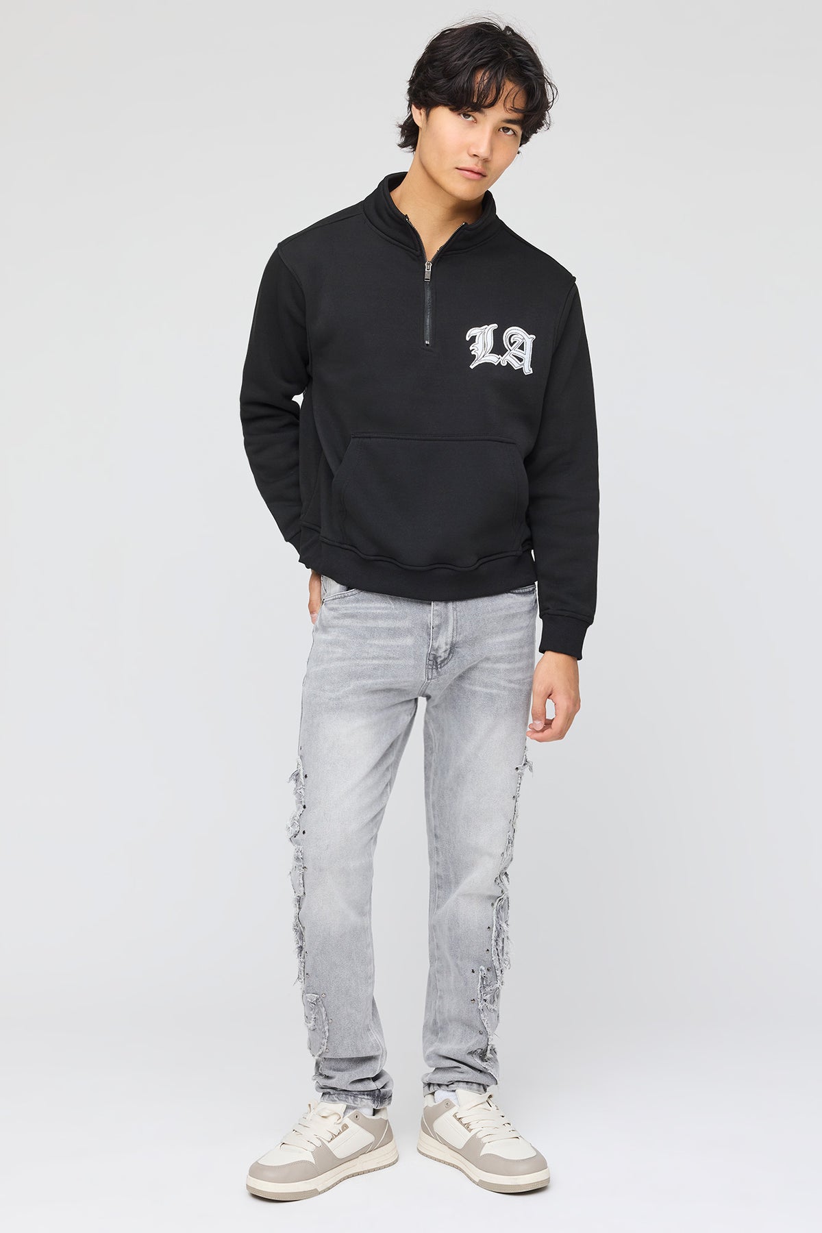 Alt View 2. Studded Slim Fit Jean - Dark Grey