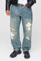 Studded Cross Straight Jean