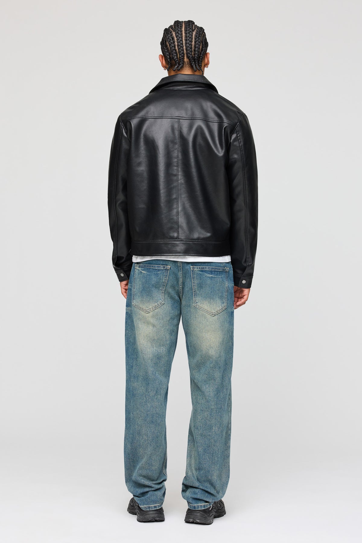 Alt View 3. Studded Cross Straight Jean - Medium Blue