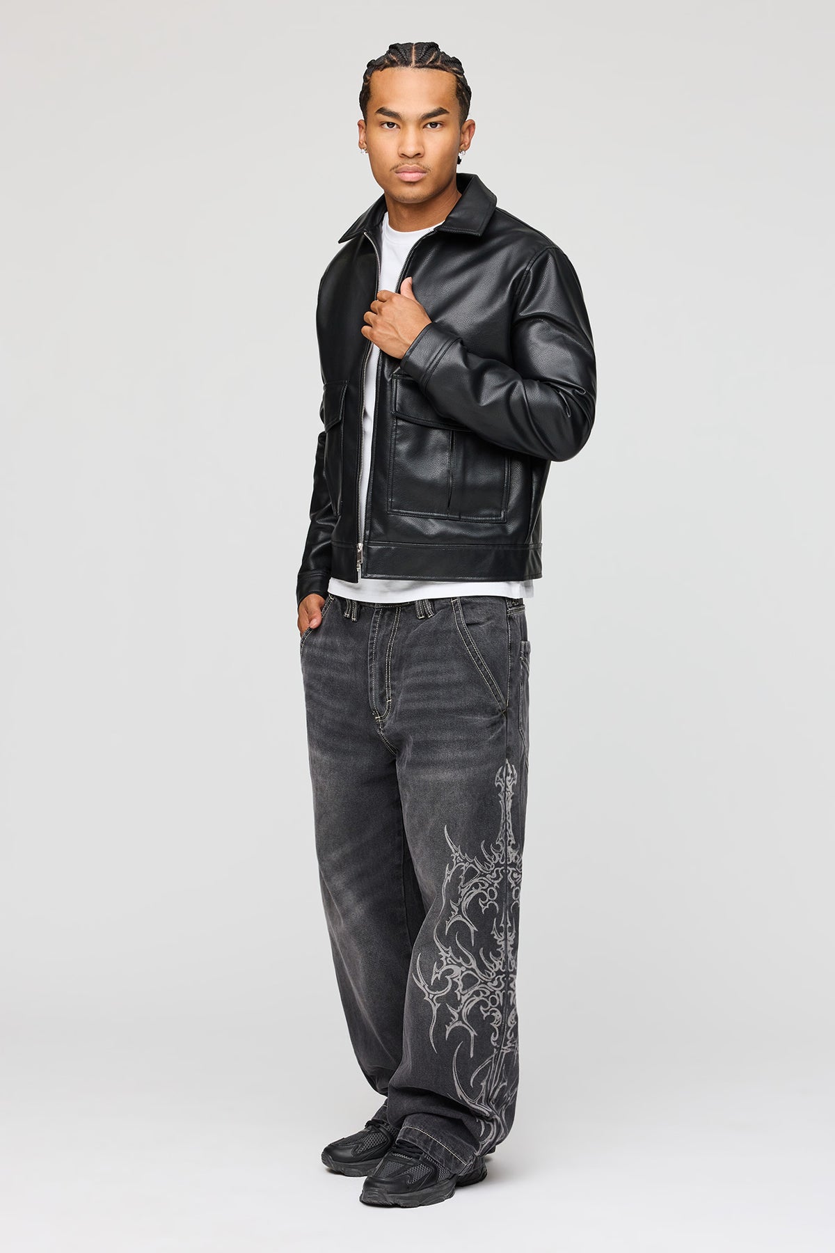 Alt View 2. Sword Graphic Baggy Jean - Black