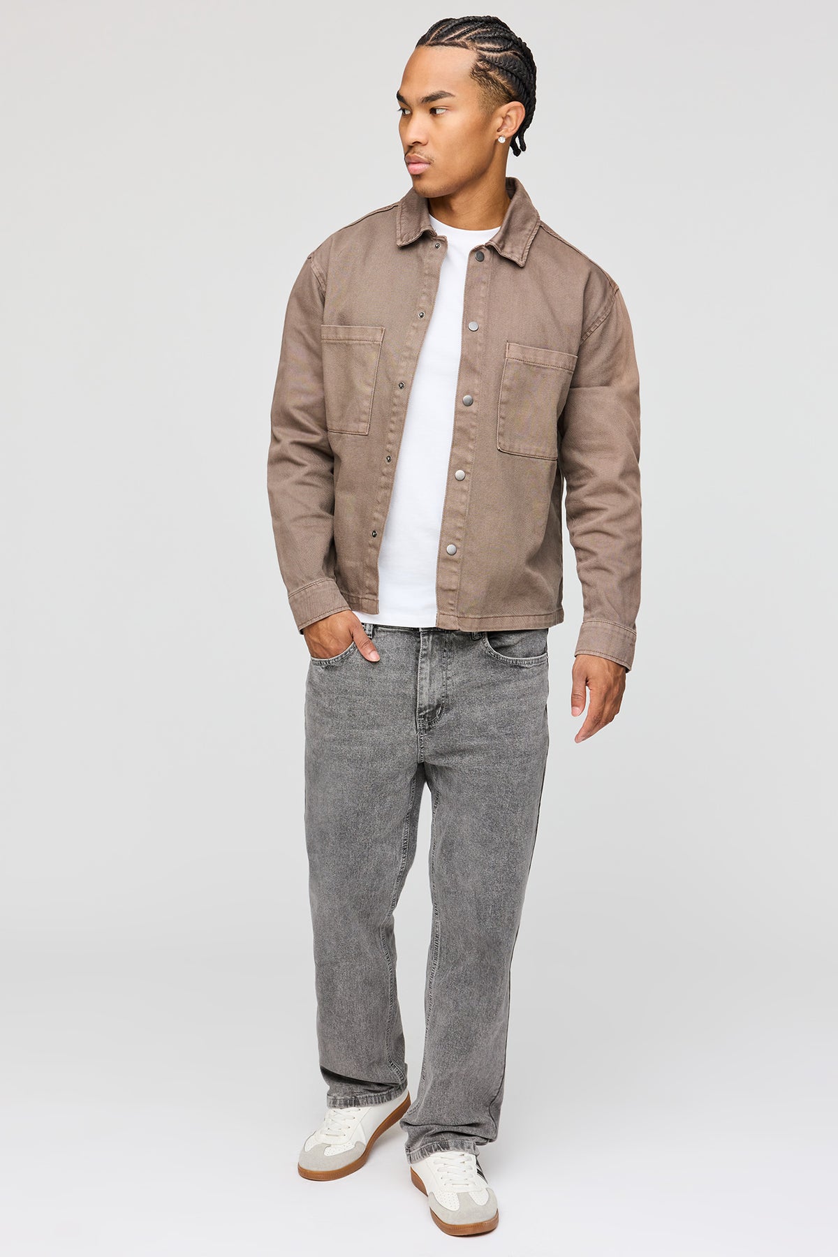 Alt View 2. Stretch Straight Jean - Light Grey
