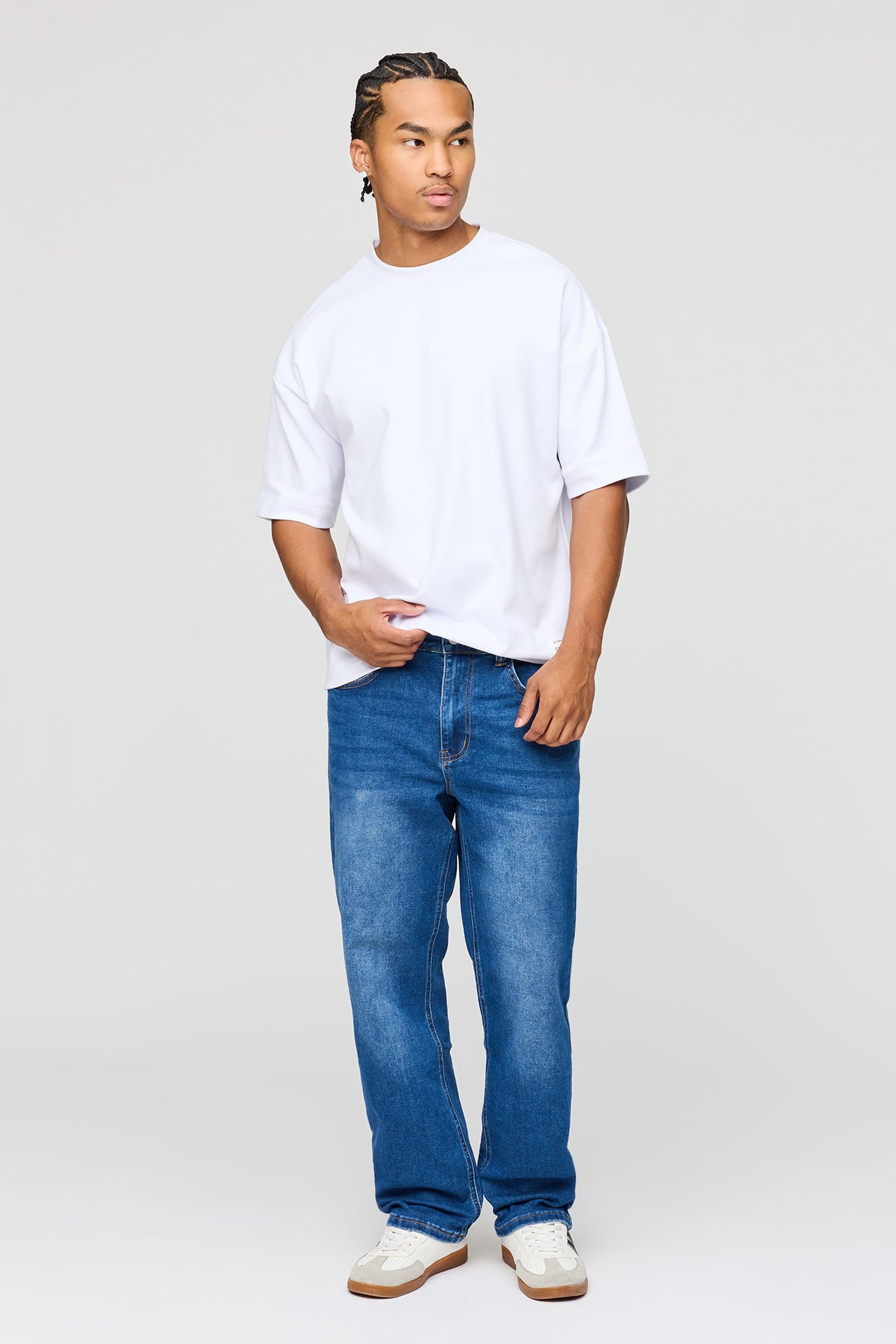 Alt View 2. Stretch Straight Jean - Medium Denim Blue