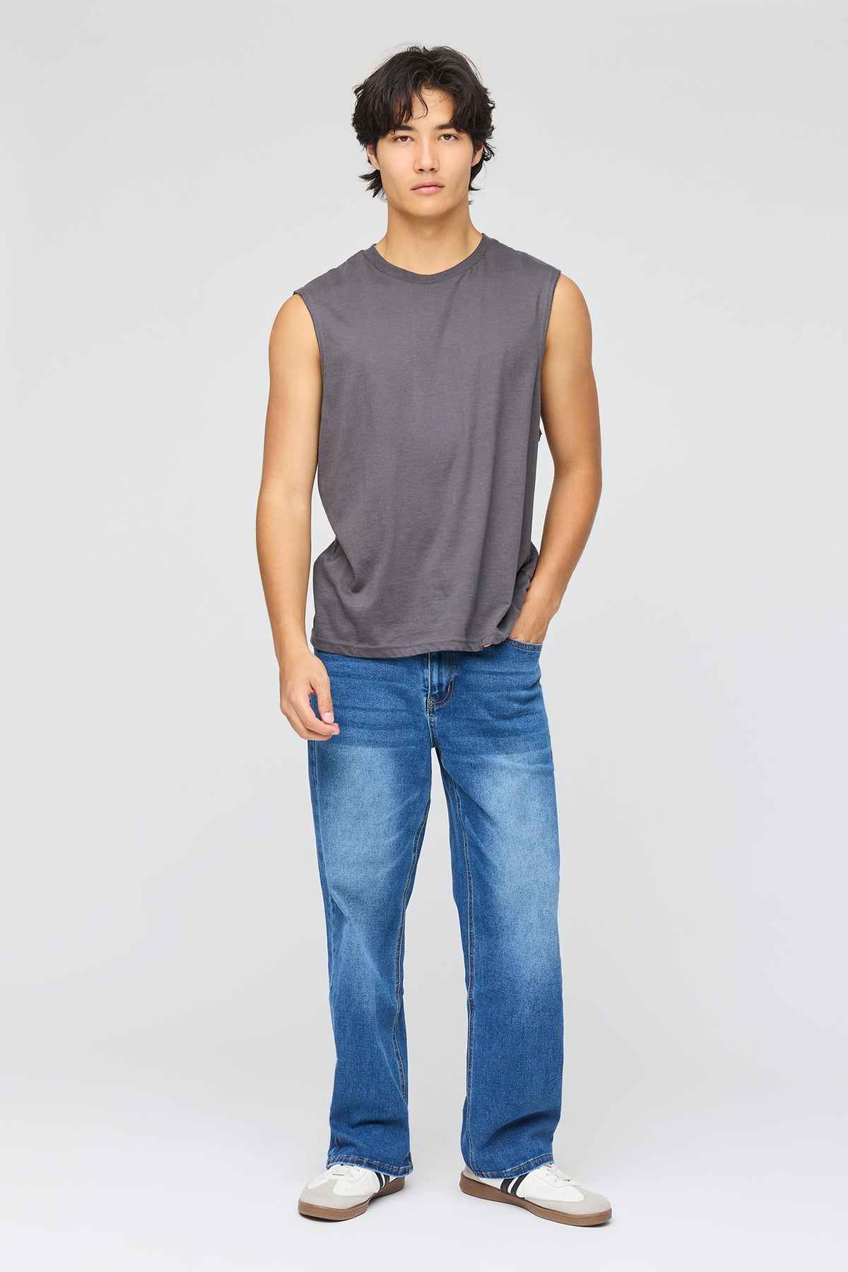 Alt View 2. Stretch Loose Fit Jean - Dark Blue