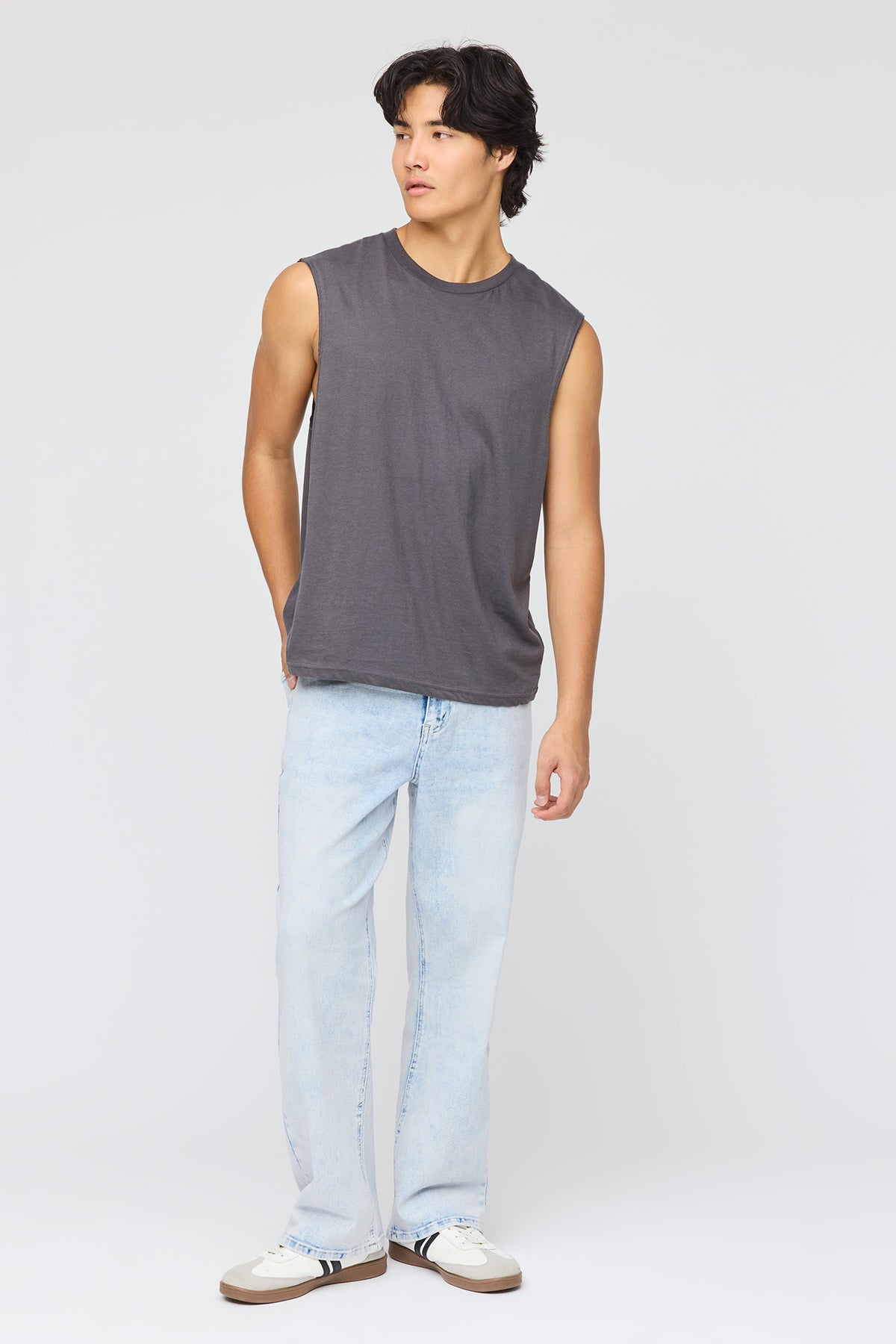 Alt View 2. Stretch Loose Fit Jean - Sky Blue