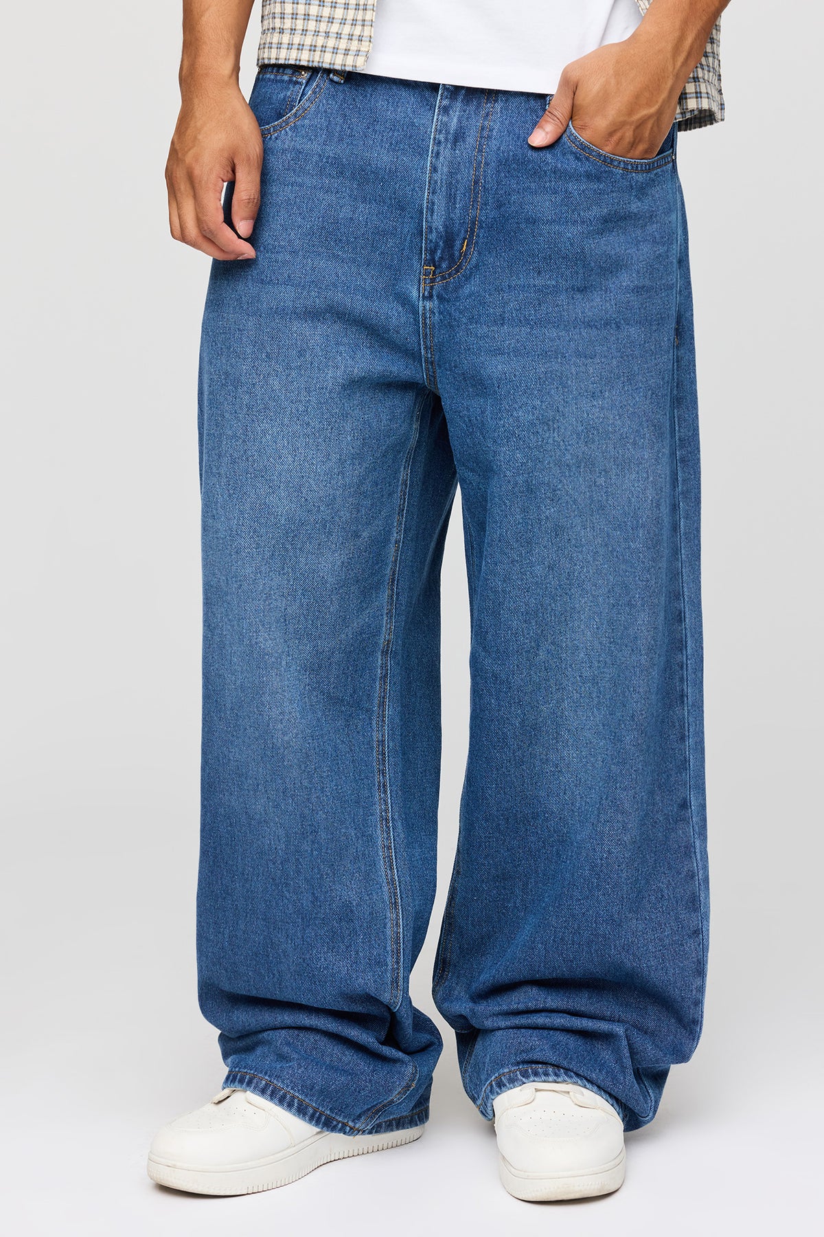 Stretch Baggy Jean - Medium Denim Blue