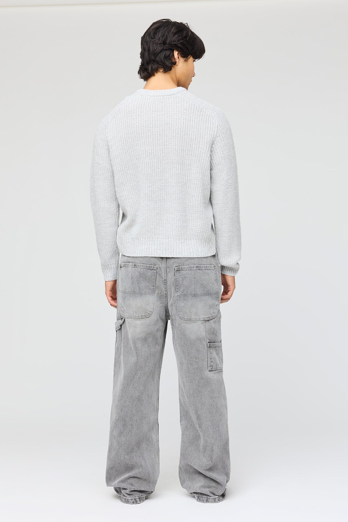 Alt View 3. Stretch Baggy Jean - Light Grey