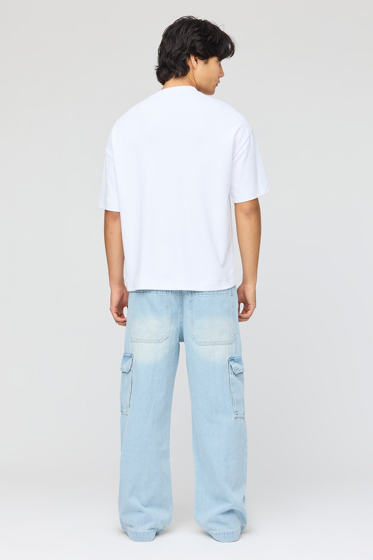 Alt View 3. Stretch Baggy Cargo Jean - Light Denim Blue