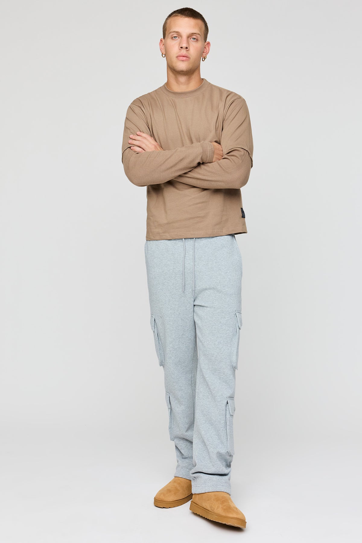 Alt View 3. Layered Long Sleeve Top - Natural